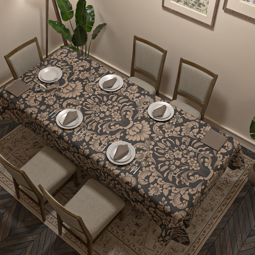 Helen Tablecloth & Napkins Set - Grey & Cafe