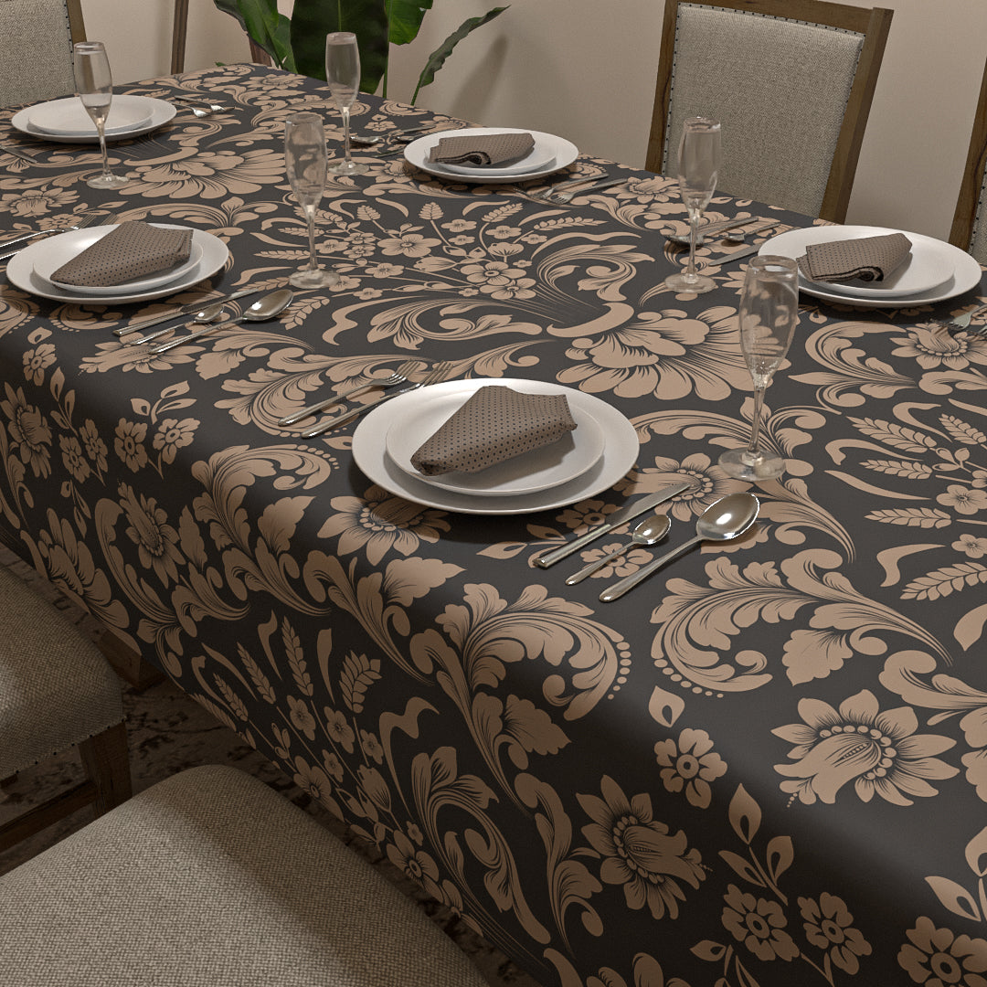 Helen Tablecloth & Napkins Set - Grey & Cafe
