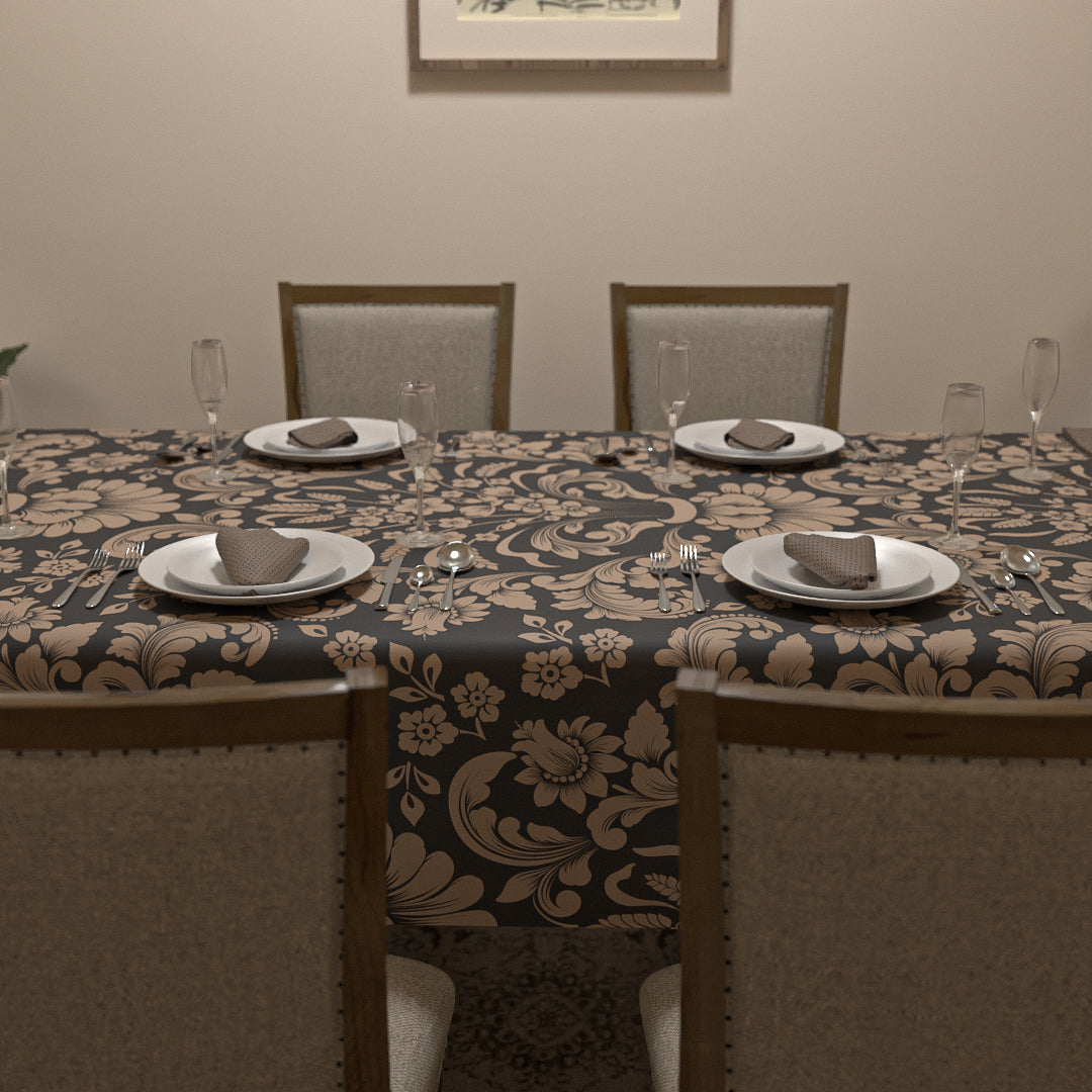 Helen Tablecloth & Napkins Set - Grey & Cafe