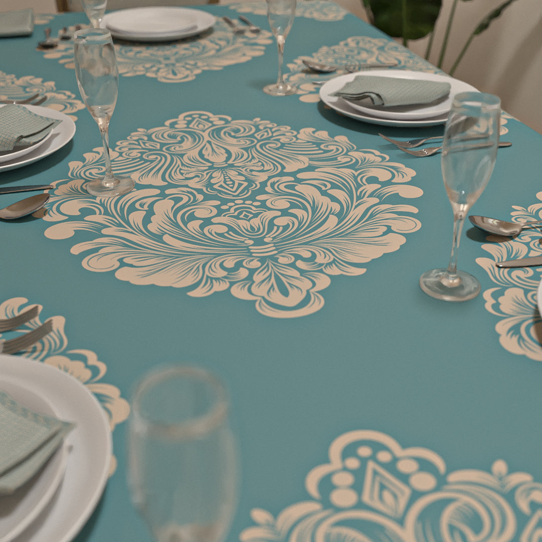 Queen Tablecloth & Napkins Set - Blue