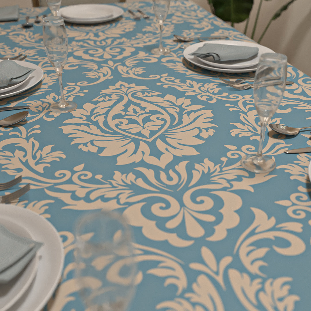 طقم مفارش الطاولة + المناديل القماشية - صوفيا ازرق