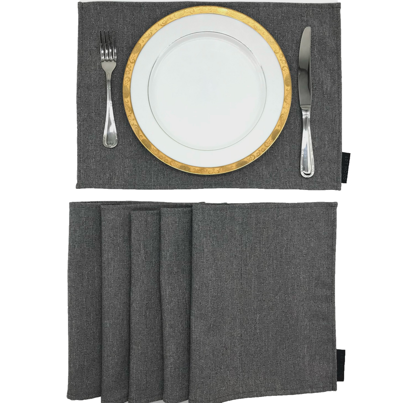 Linen Placemats & Runner Set - Grey