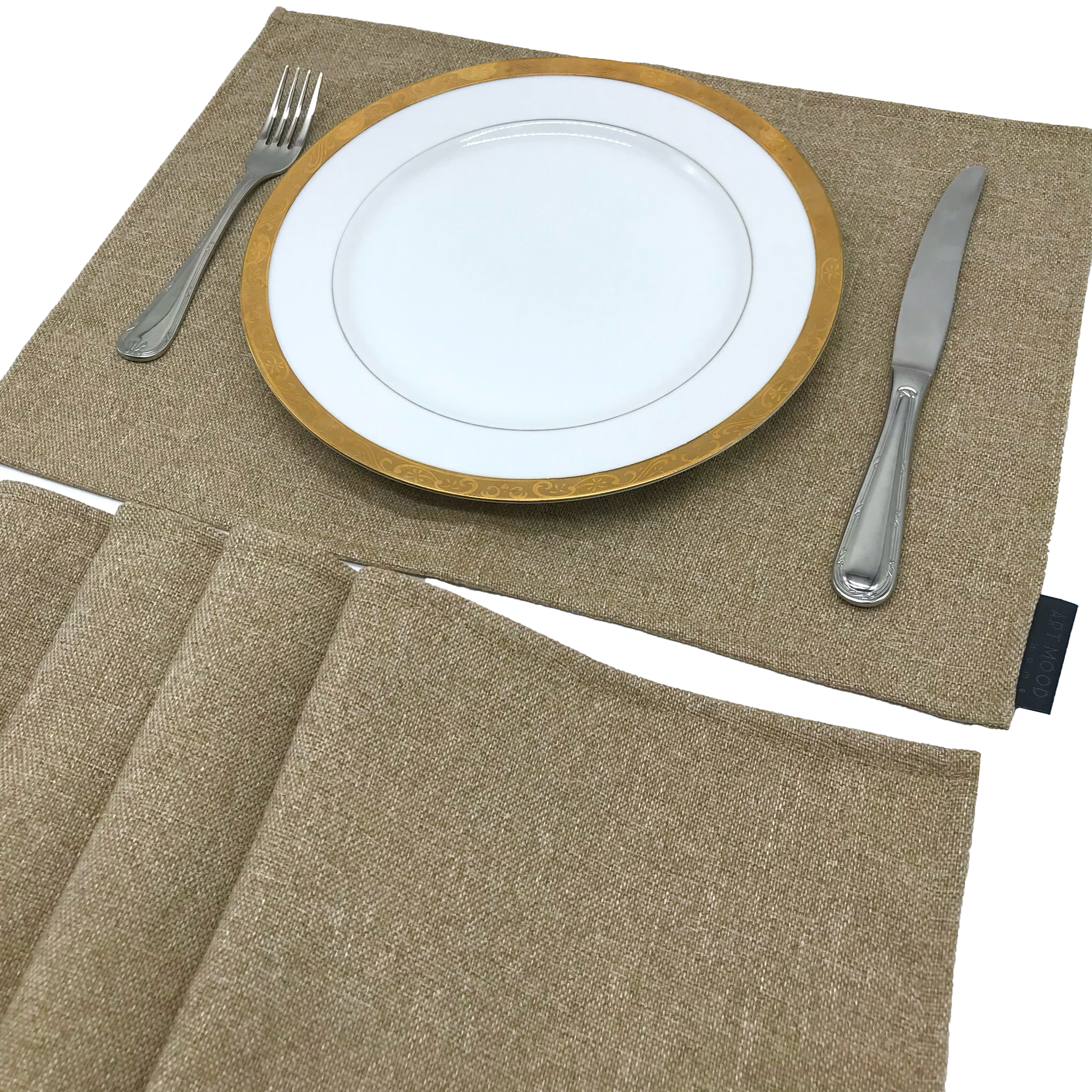 Linen Placemats & Runner Set - Beige