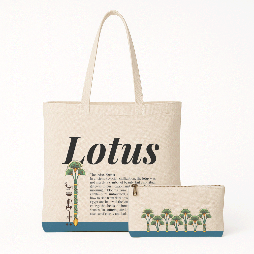 Ancient Egyptian - Tote Bag + Pouch - Lotus