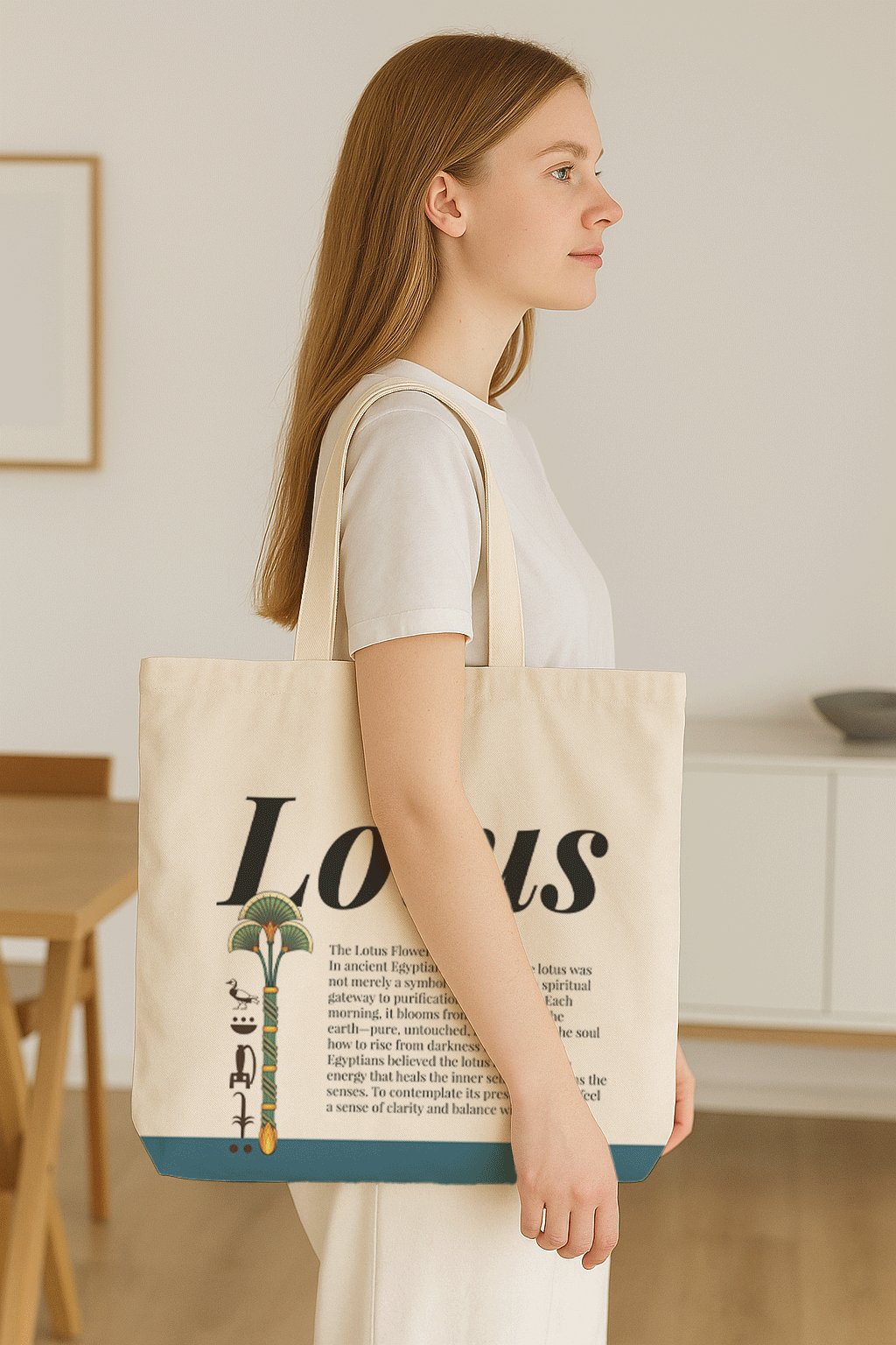 Ancient Egyptian - Tote Bag + Pouch - Lotus