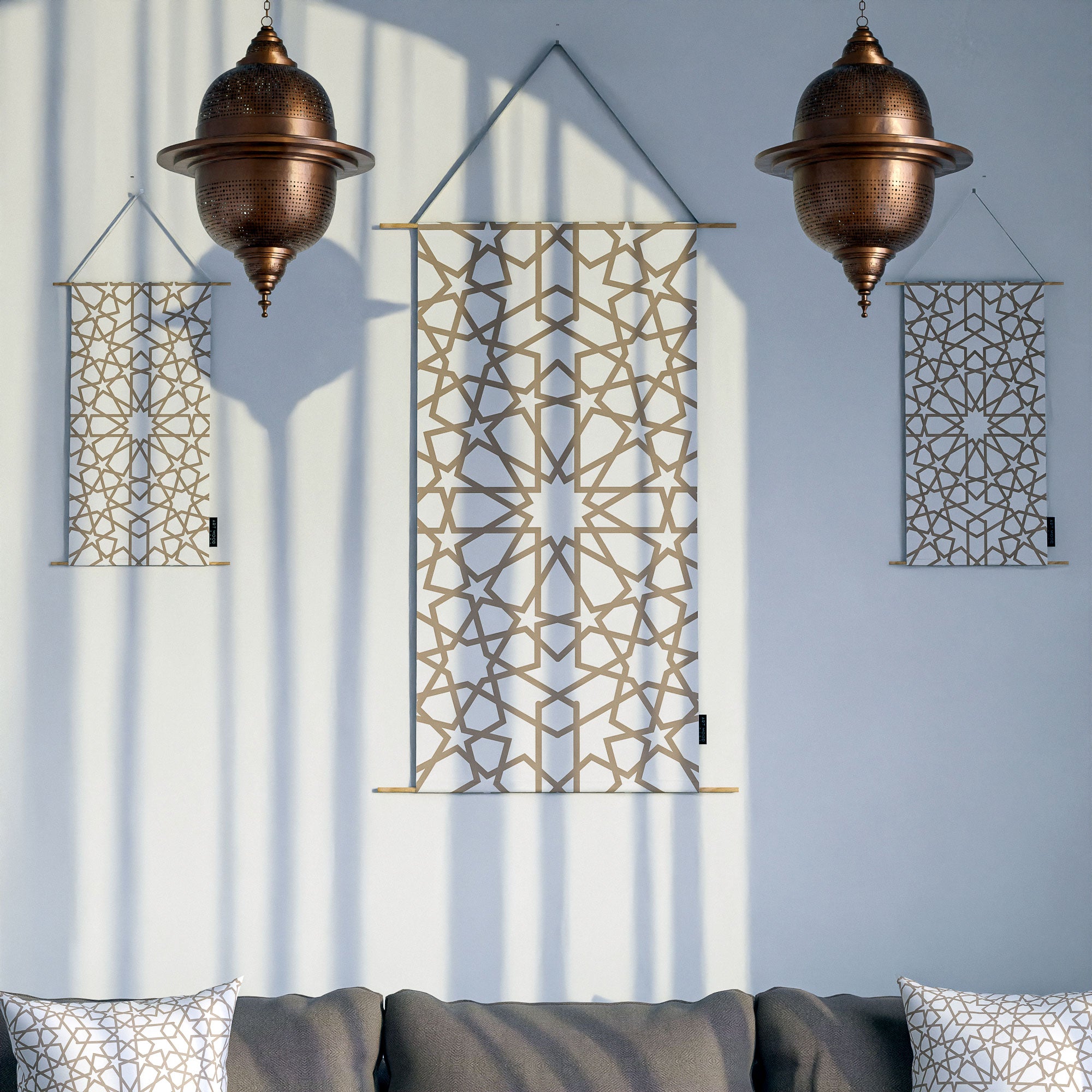 Nova ( Runner + 2 Cushion Cover + 4 Coasters + 3 Fabric Posters + Tissue Box) Bundle