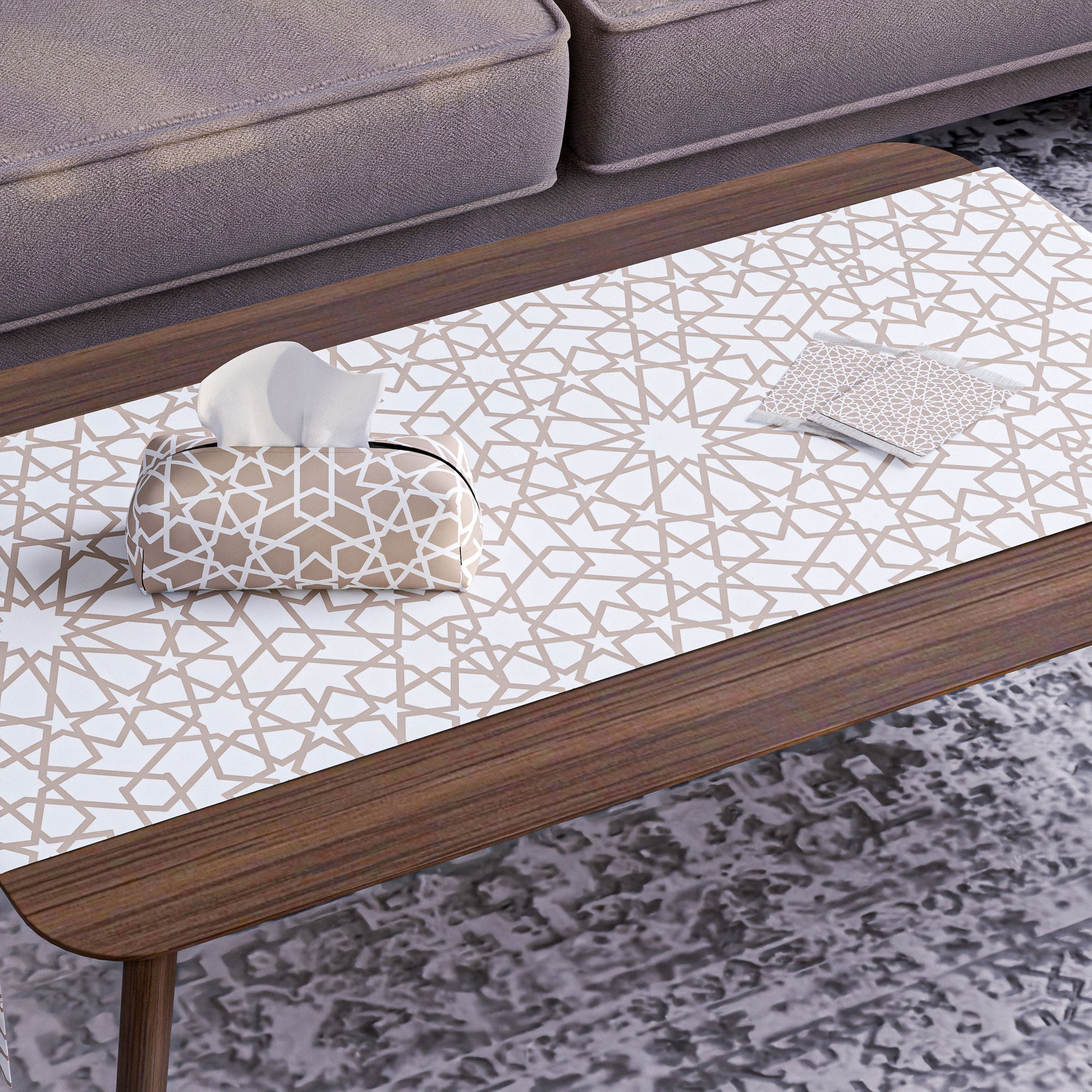 Nova ( Runner + 2 Cushion Cover + 4 Coasters + 3 Fabric Posters + Tissue Box) Bundle