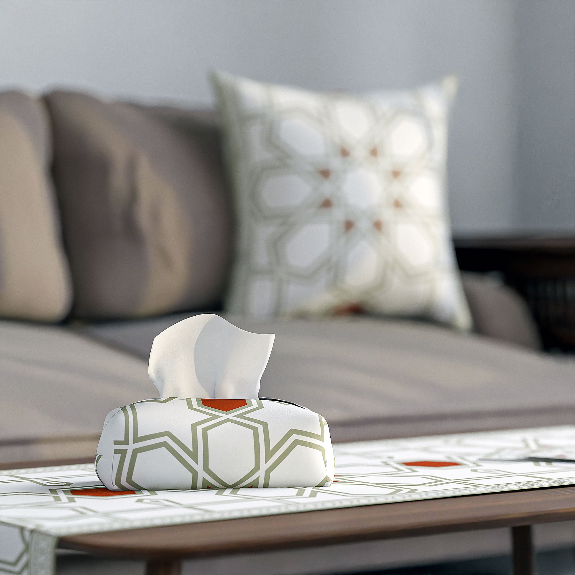 Nijma ( Runner + 2 Cushion Cover + 4 Coasters + 3 Fabric Posters + Tissue Box) Bundle