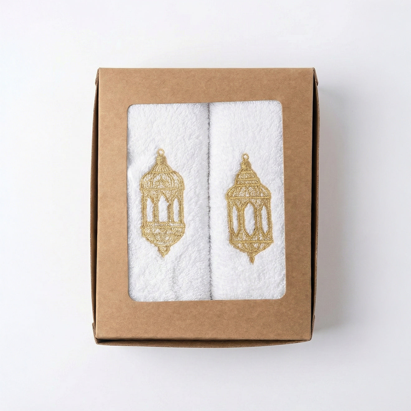 Guest Cotton Towels - Embroidered - White 600GSM - Set of 2
