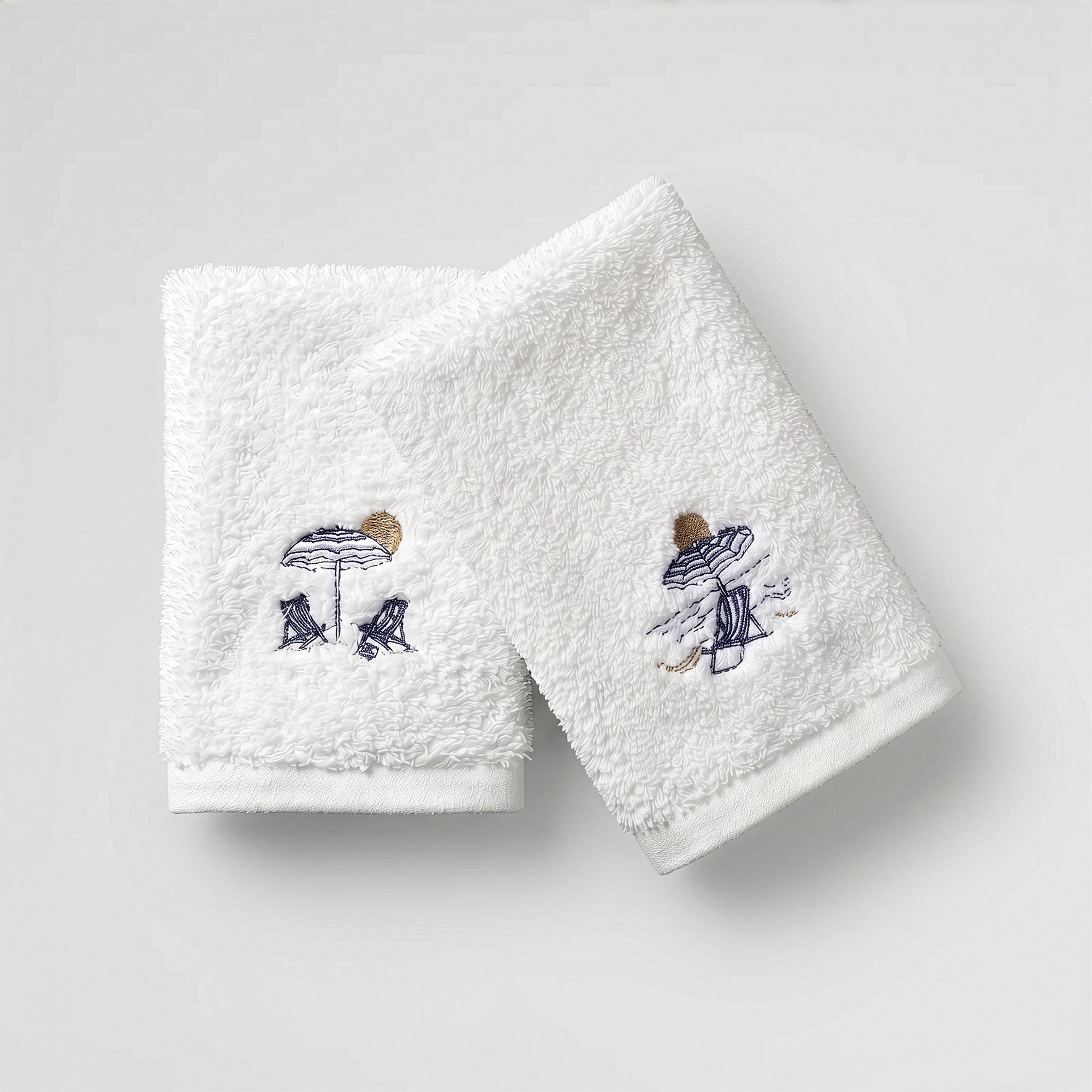 Summer Guest Cotton Towels - Embroidered - White 600GSM - Set of 2
