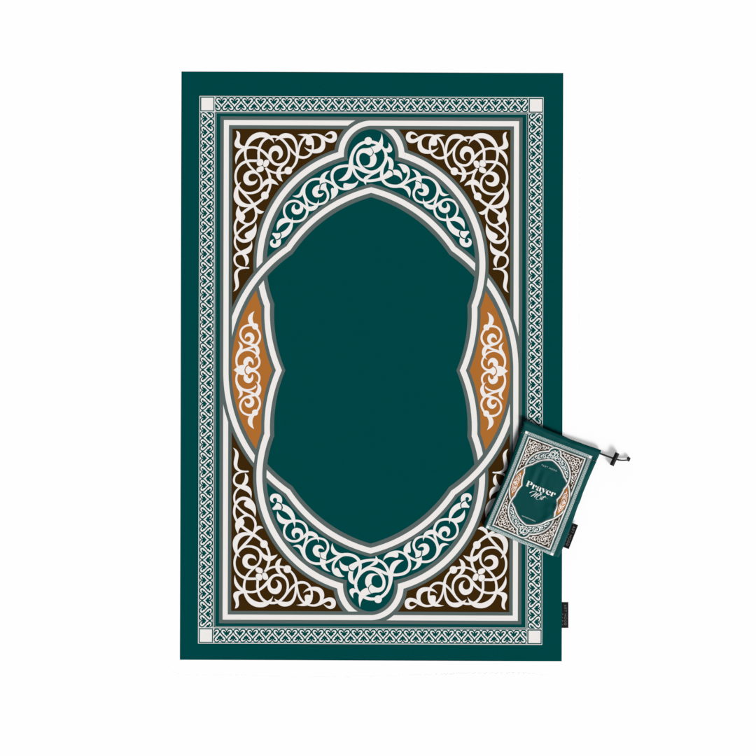 Prayer Mat Sojoud Teal - Waterproof Pocket Size