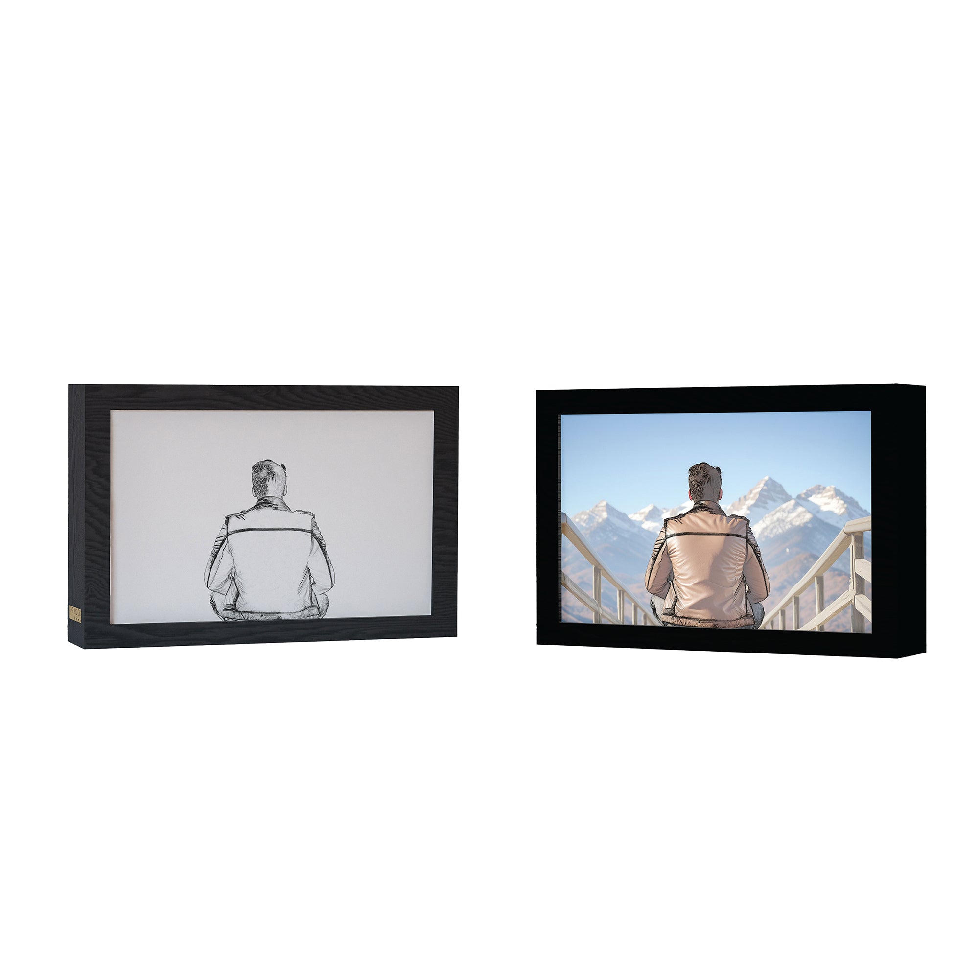 2 in 1 Photo Lighting Frame - Man in Mountains