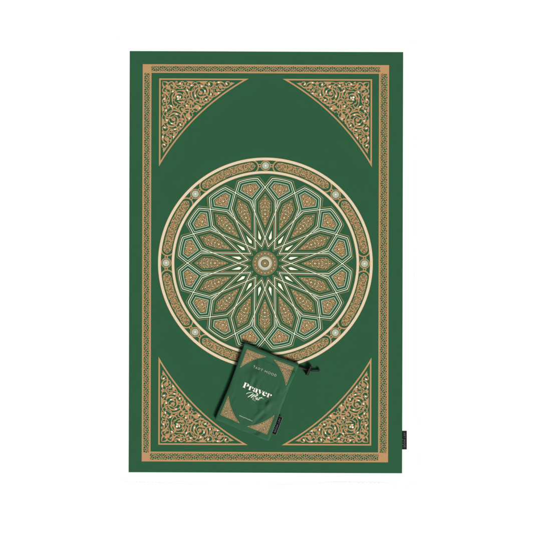 Prayer Mat AL-Qubba Green - Waterproof Pocket Size