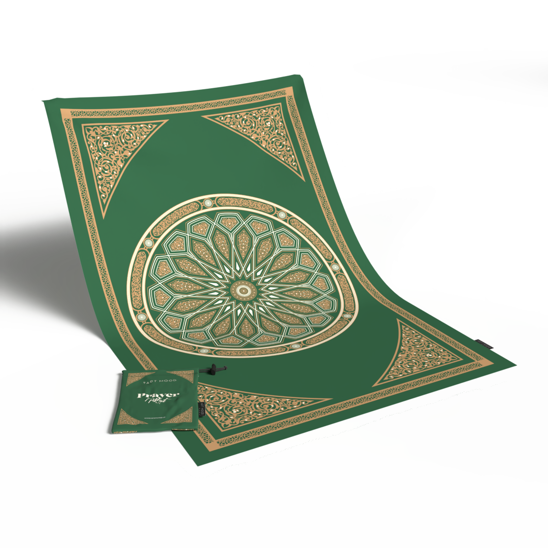 Prayer Mat AL-Qubba Green - Waterproof Pocket Size