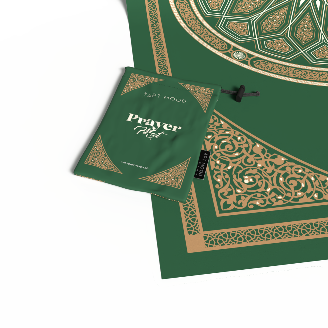 Prayer Mat AL-Qubba Green - Waterproof Pocket Size