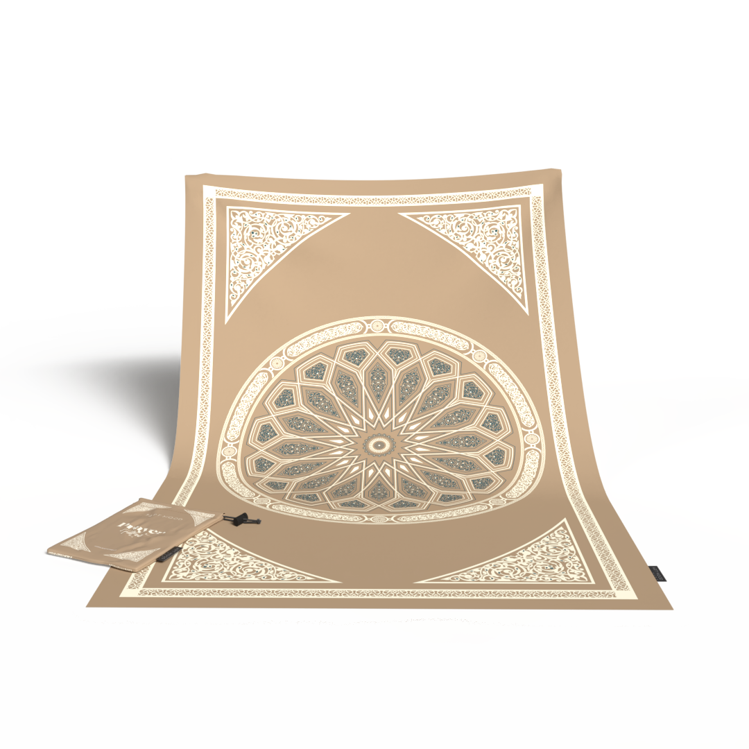 Prayer Mat AL-Qubba Beige - Waterproof Pocket Size