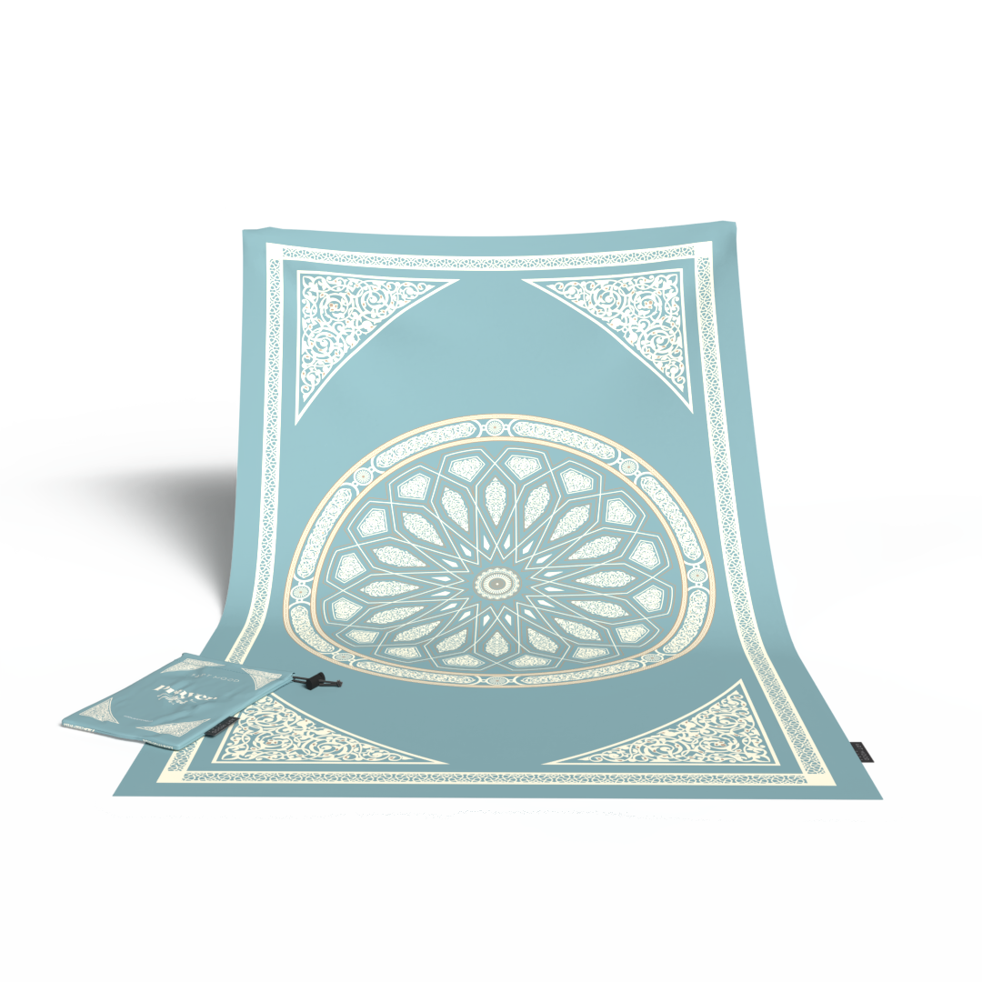 Prayer Mat AL-Qubba Blue - Waterproof Pocket Size