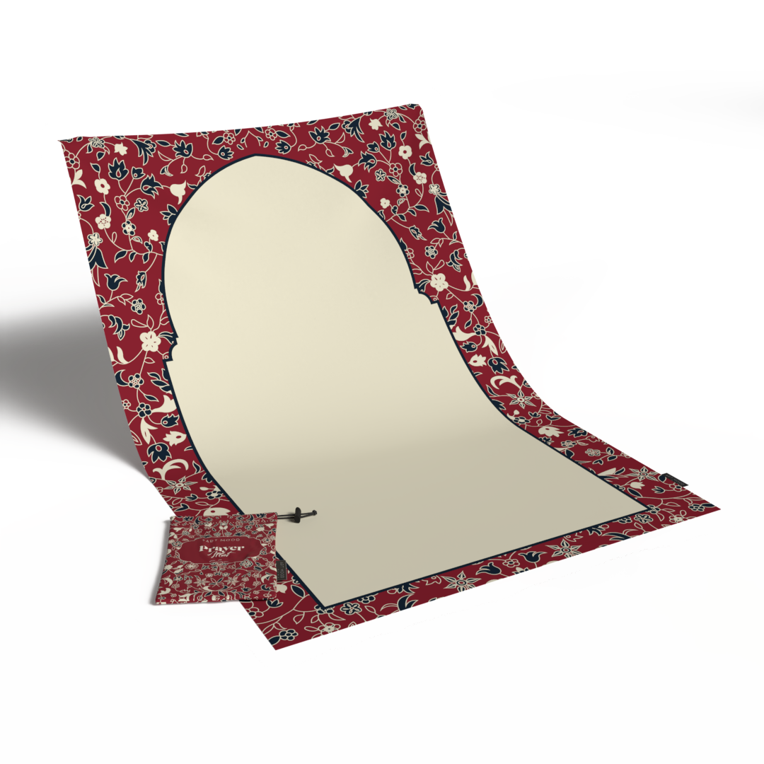 Prayer Mat AL-Rawda Red - Waterproof Pocket Size