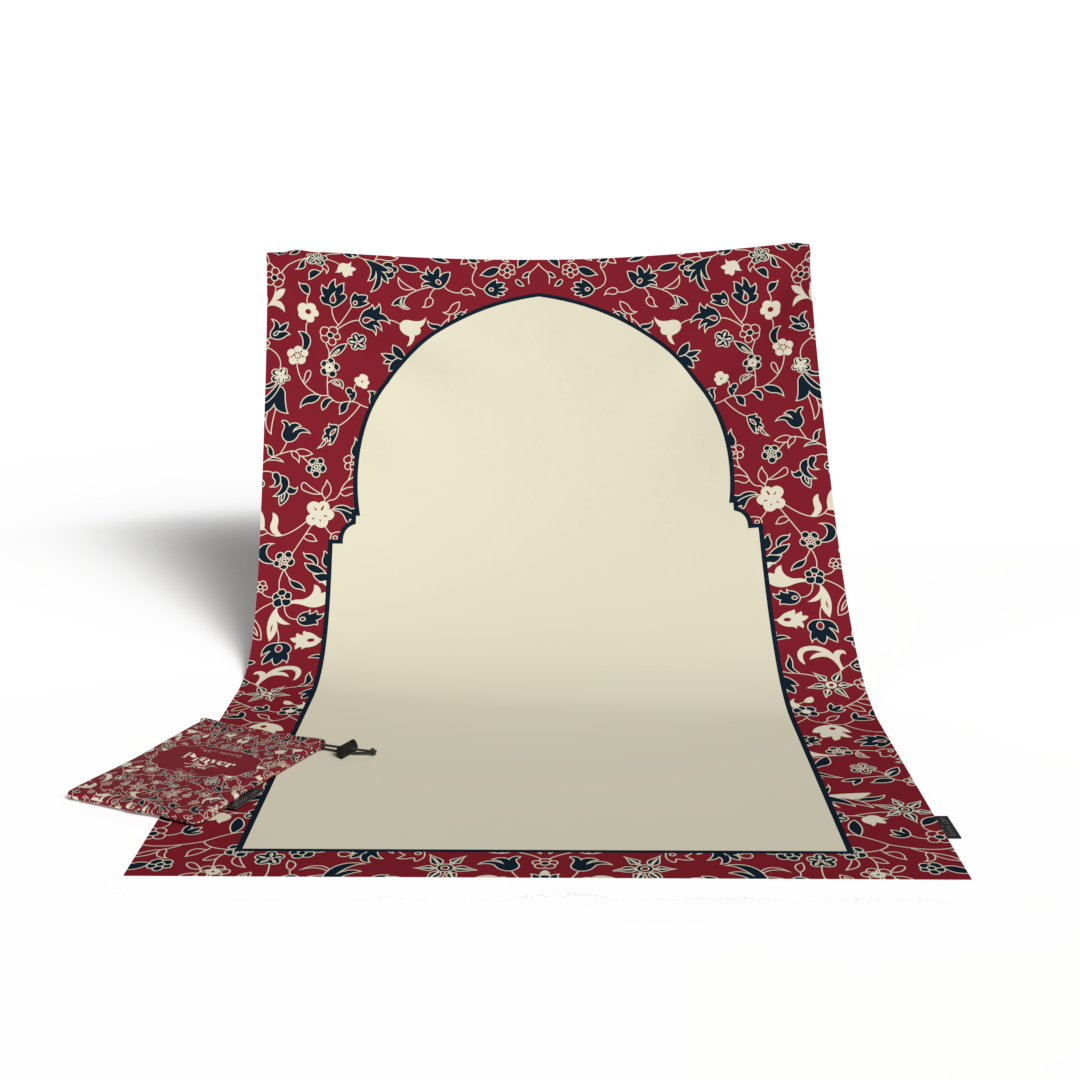 Prayer Mat AL-Rawda Red - Waterproof Pocket Size