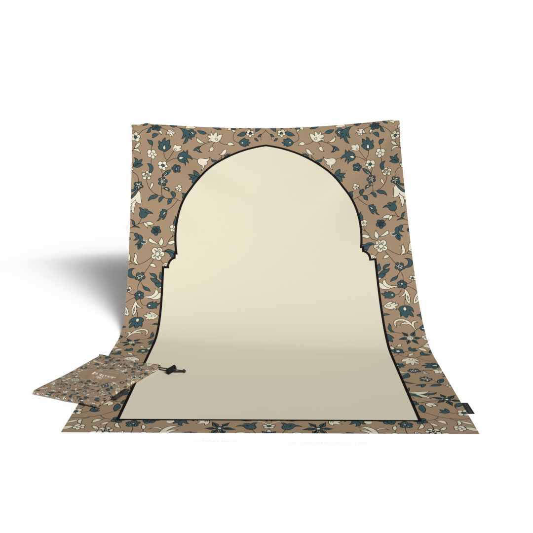 Prayer Mat AL-Rawda Beige - Waterproof Pocket Size