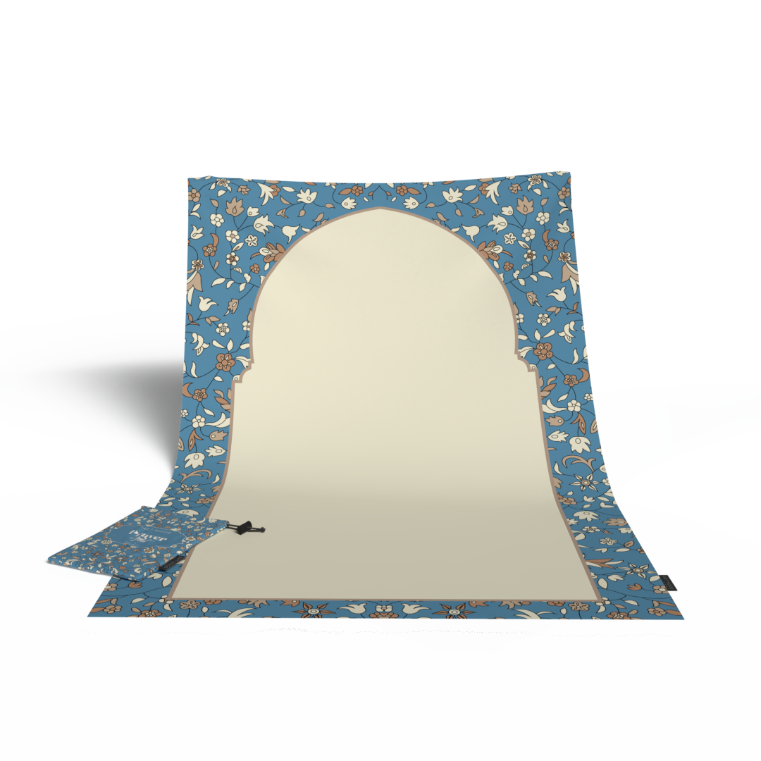 Prayer Mat AL-Rawda Blue - Waterproof Pocket Size