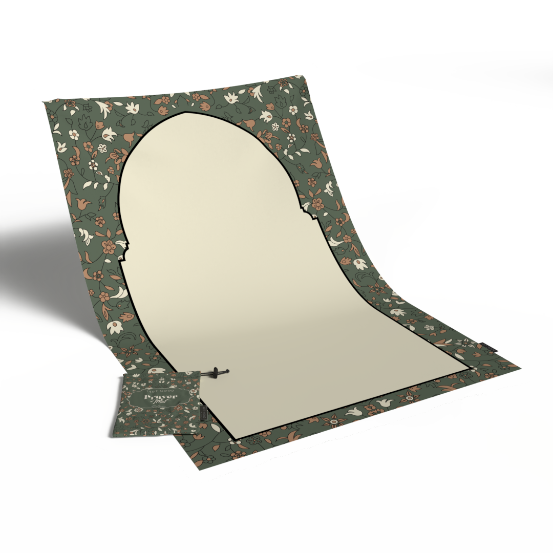 Prayer Mat AL-Rawda Olive - Waterproof Pocket Size