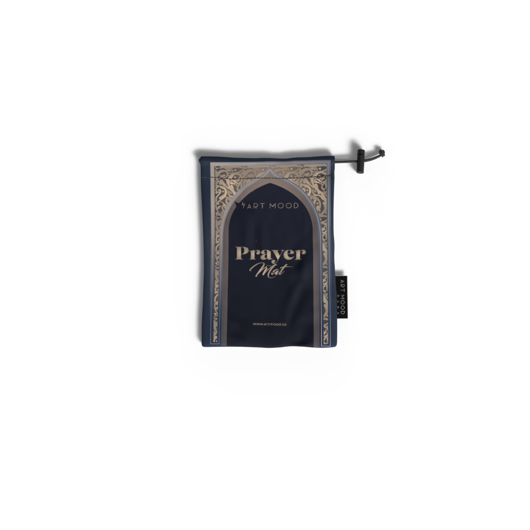 Prayer Mat AL-Hedaya Dark Blue & Beige - Waterproof Pocket Size