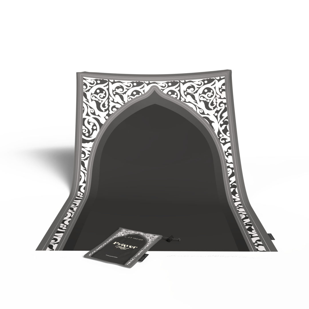 Prayer Mat AL-Hedaya Grey & White - Waterproof Pocket Size