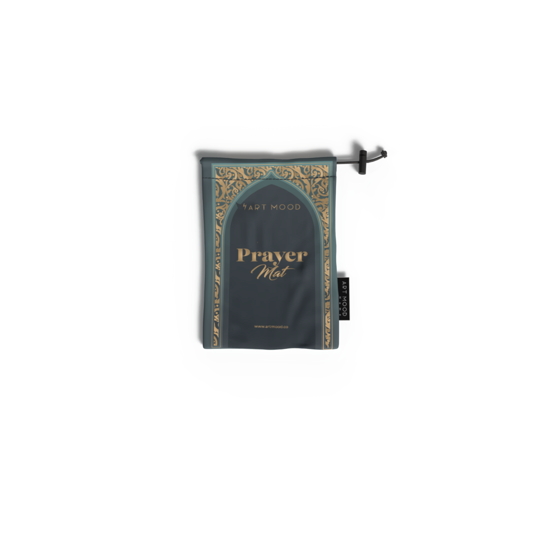 Prayer Mat AL-Hedaya Teal & Gold - Waterproof Pocket Size