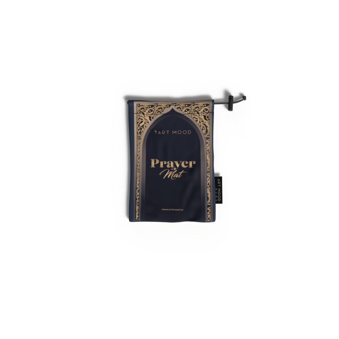Prayer Mat AL-Hedaya Dark Blue & Gold - Waterproof Pocket Size