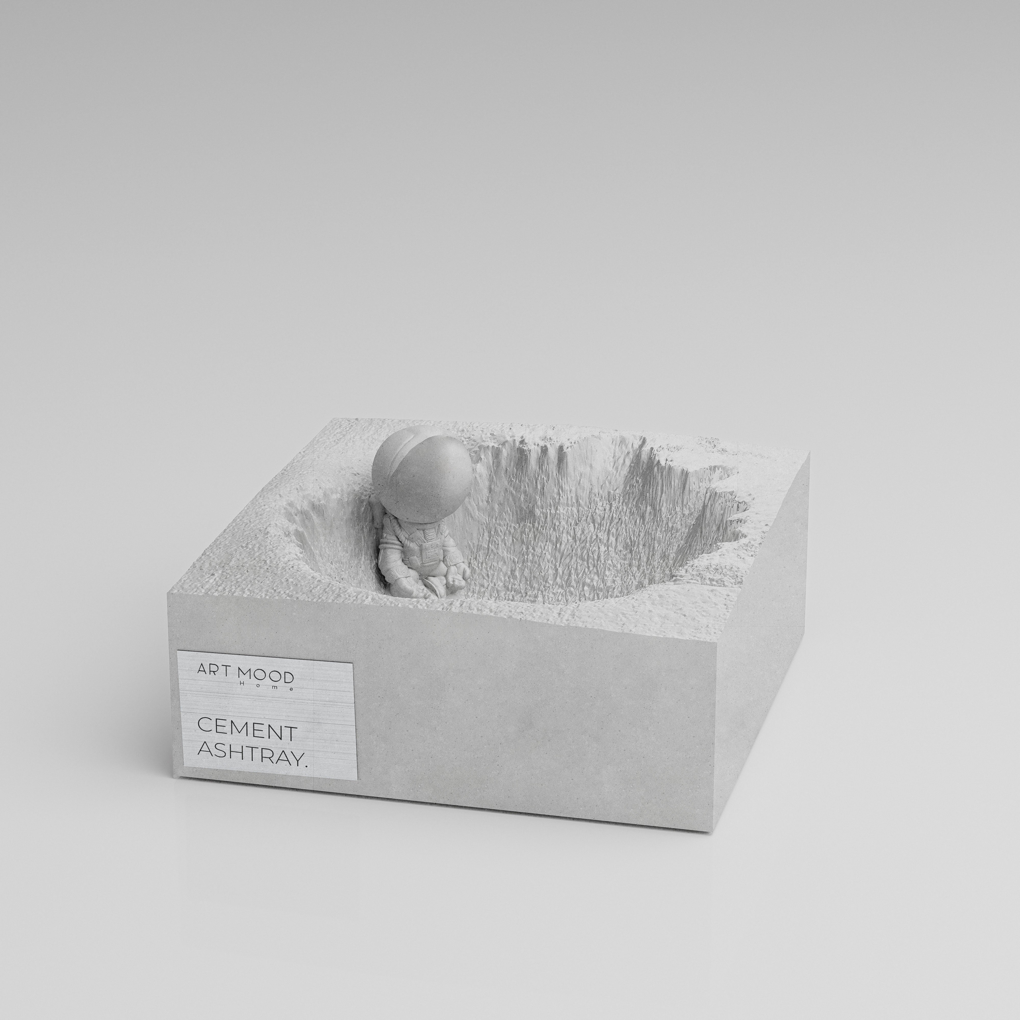 Handmade Cement Ashtray Astroman - RAW LOOK
