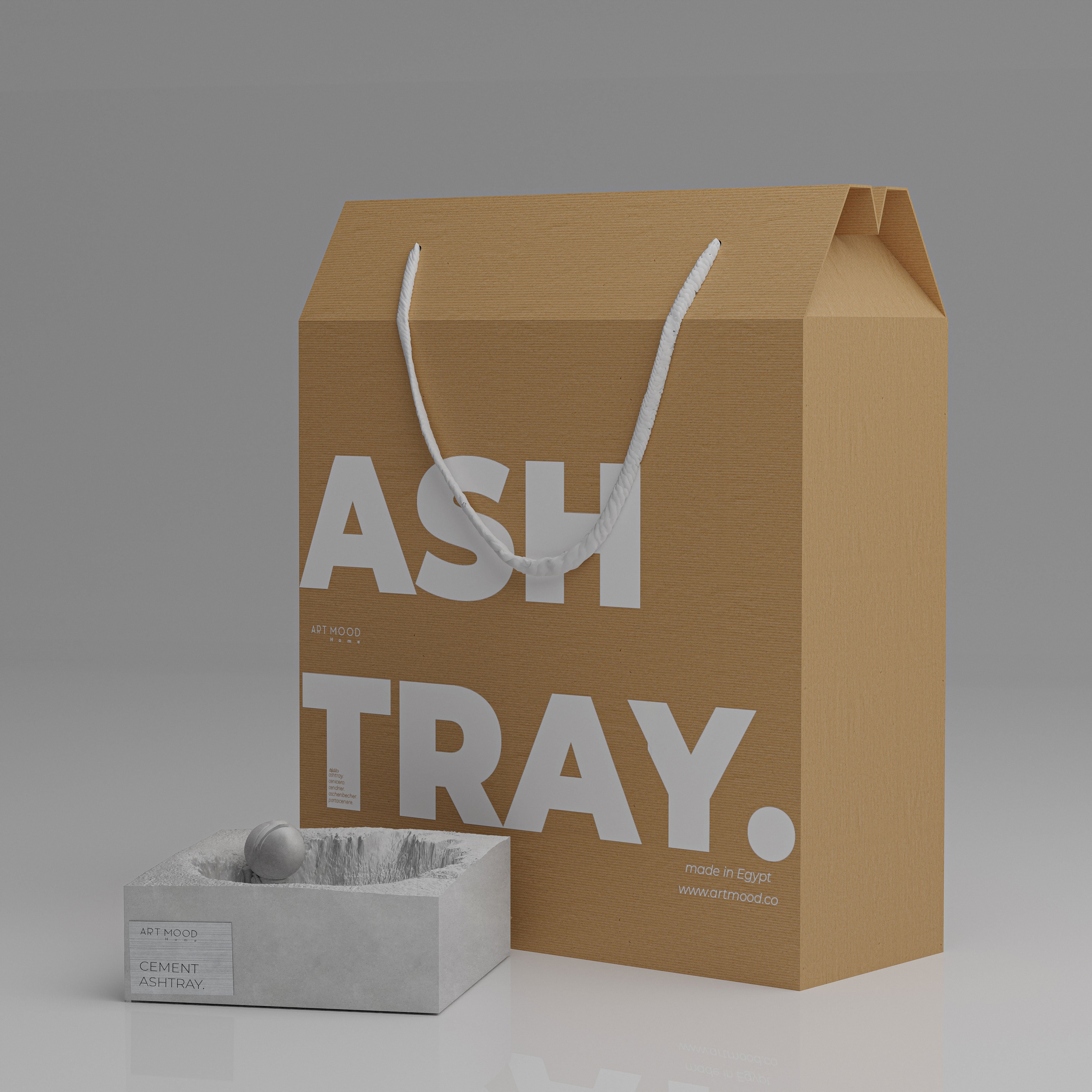 Handmade Cement Ashtray Astroman - RAW LOOK