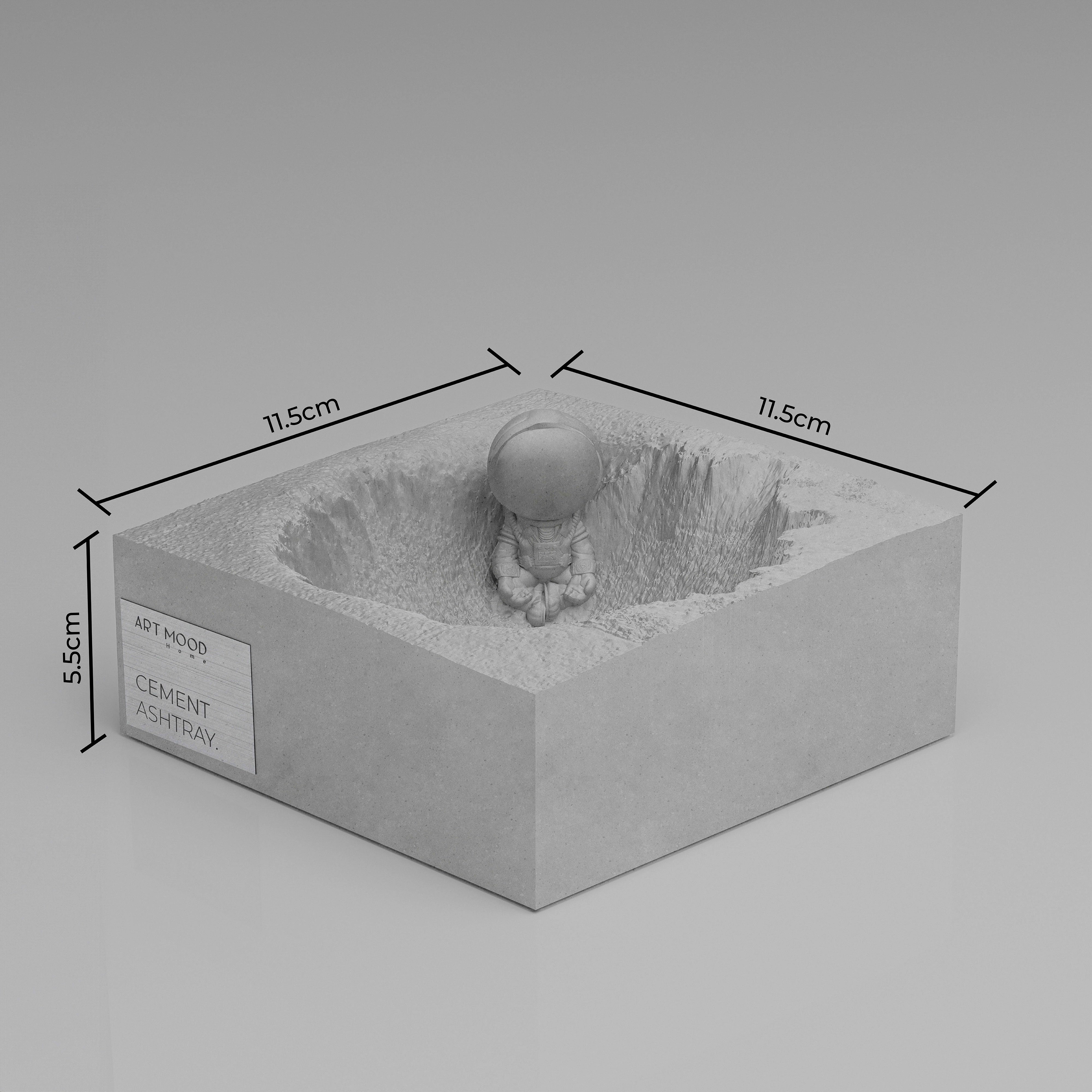 Handmade Cement Ashtray Astroman - RAW LOOK