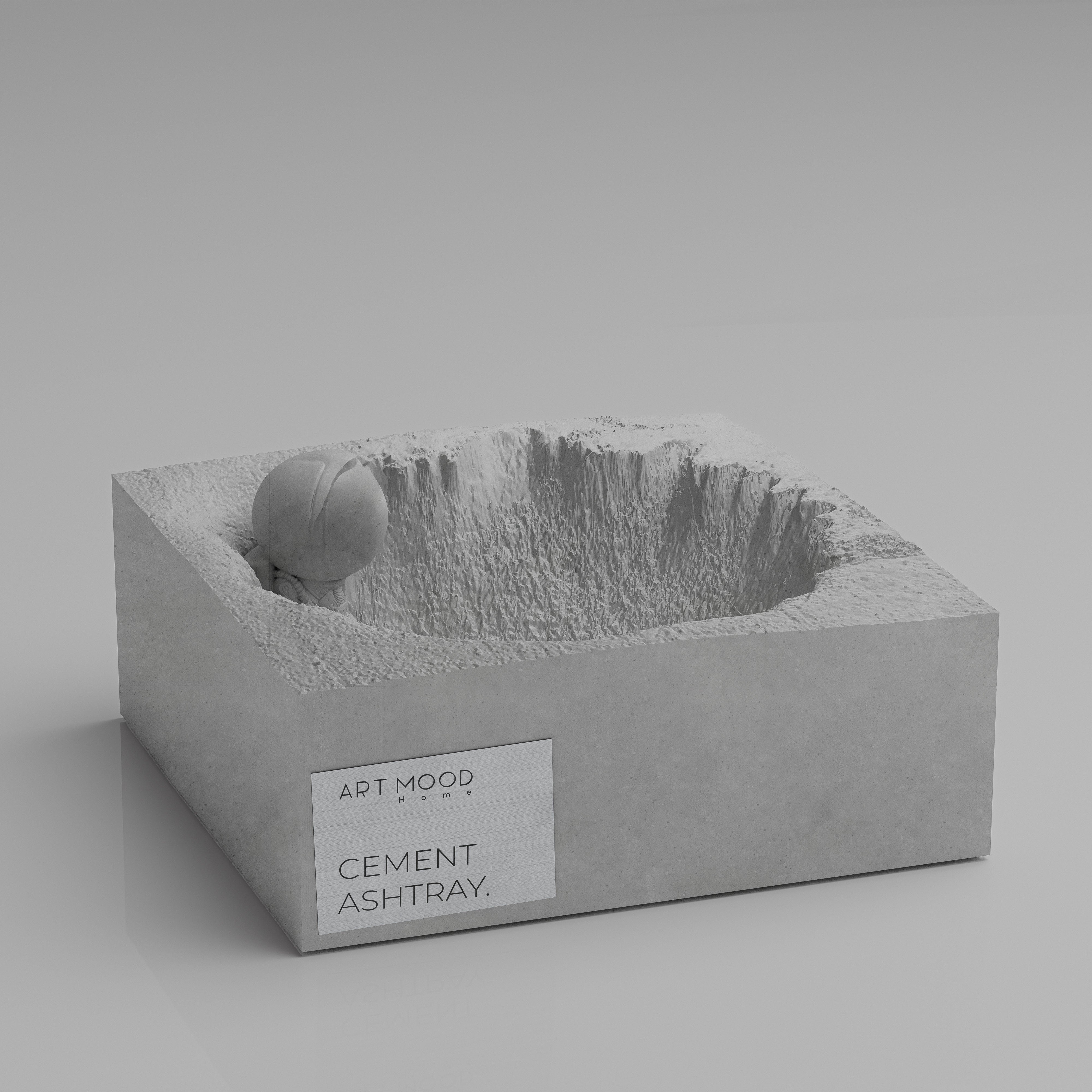 Handmade Cement Ashtray Astroman - RAW LOOK