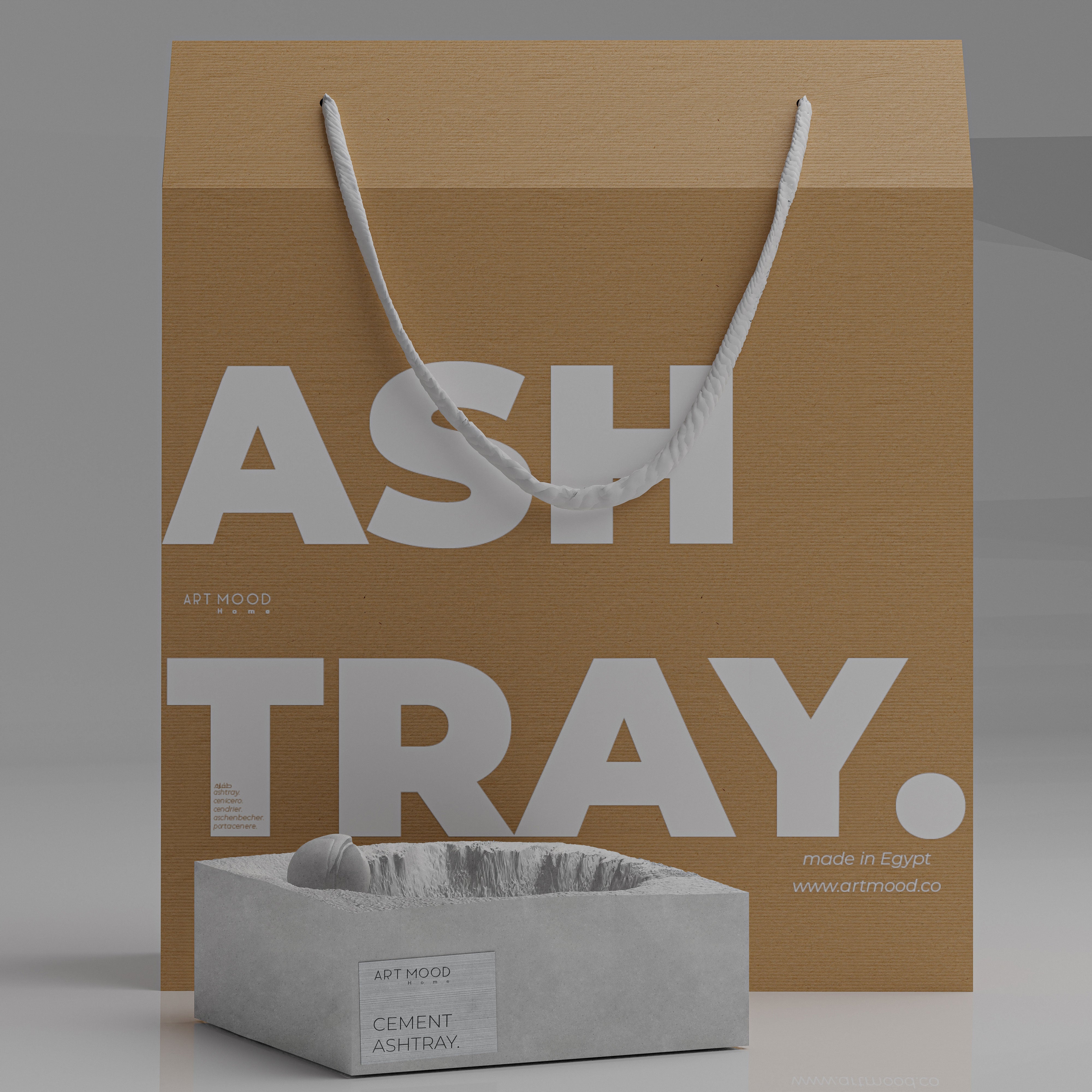 Handmade Cement Ashtray Astroman - RAW LOOK