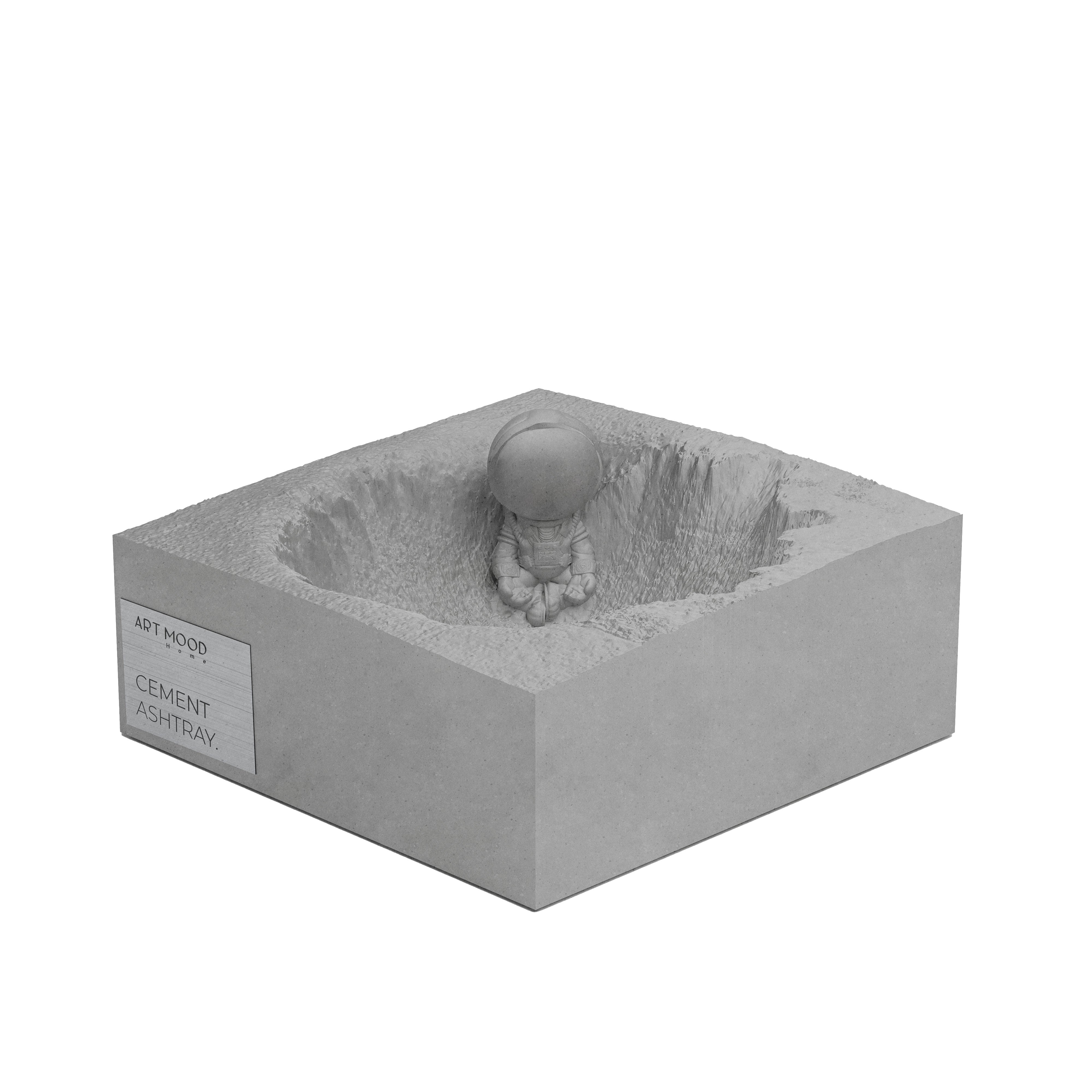 Handmade Cement Ashtray Astroman - RAW LOOK