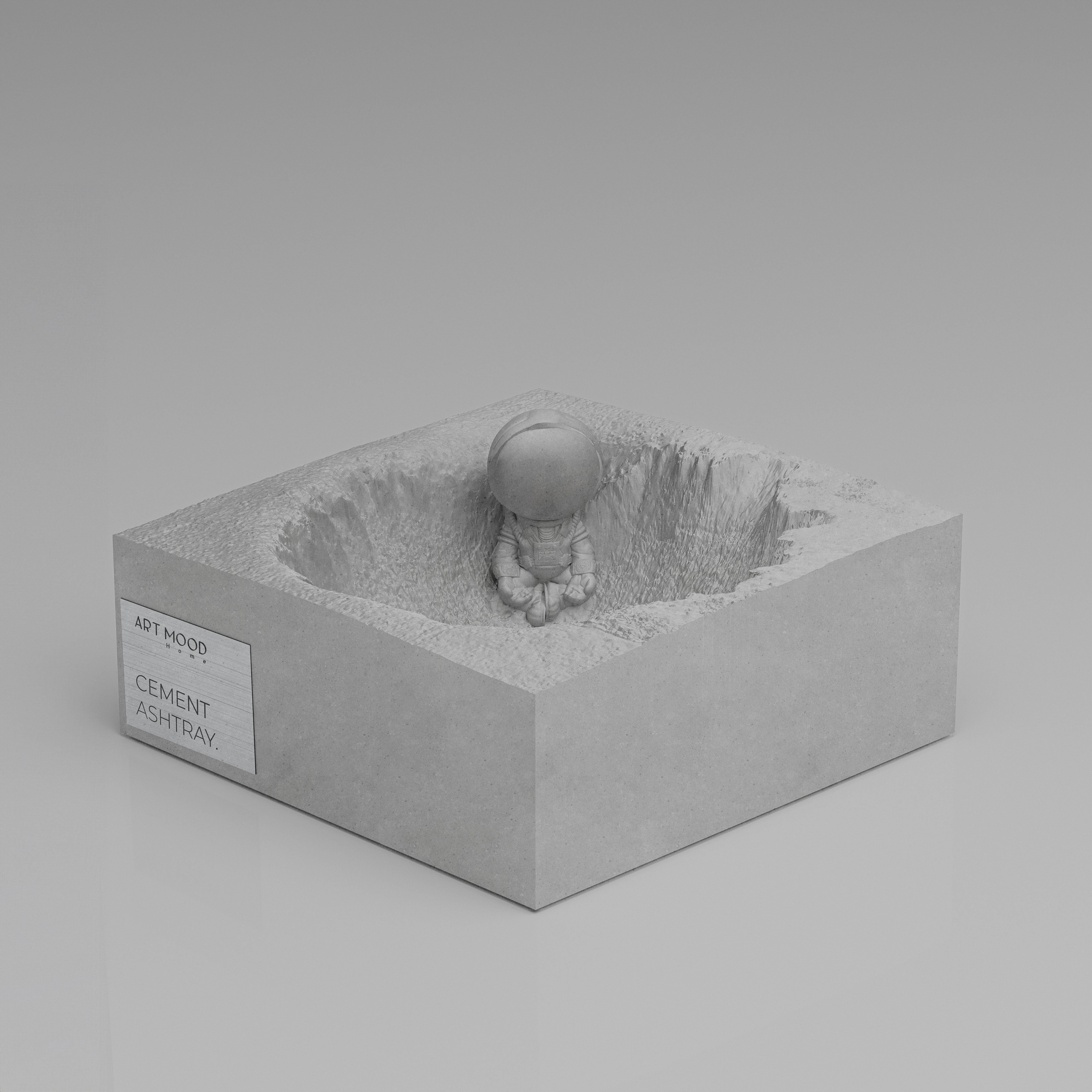 Handmade Cement Ashtray Astroman - RAW LOOK