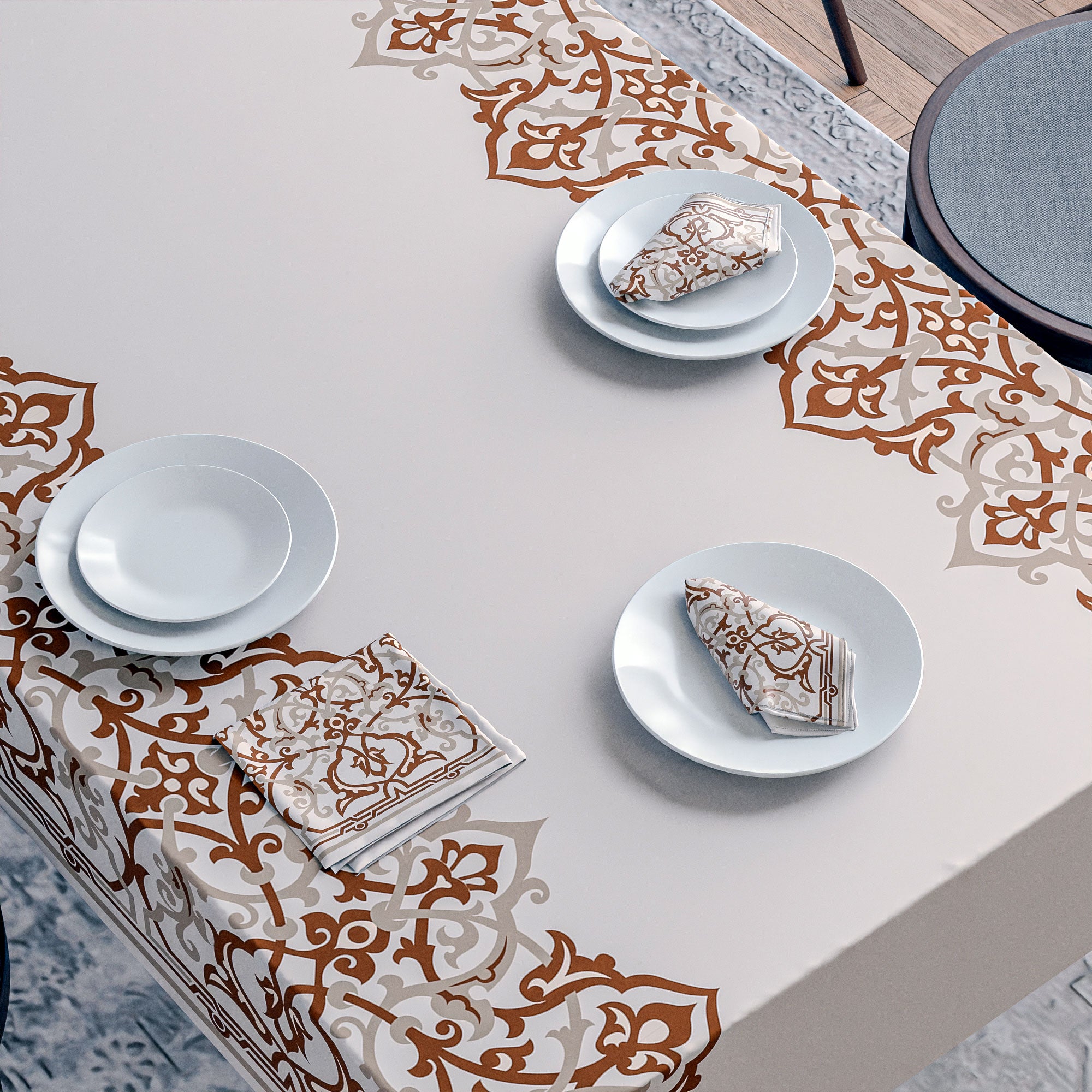 طقم مفارش الطاولة + المناديل القماشية - اطلس