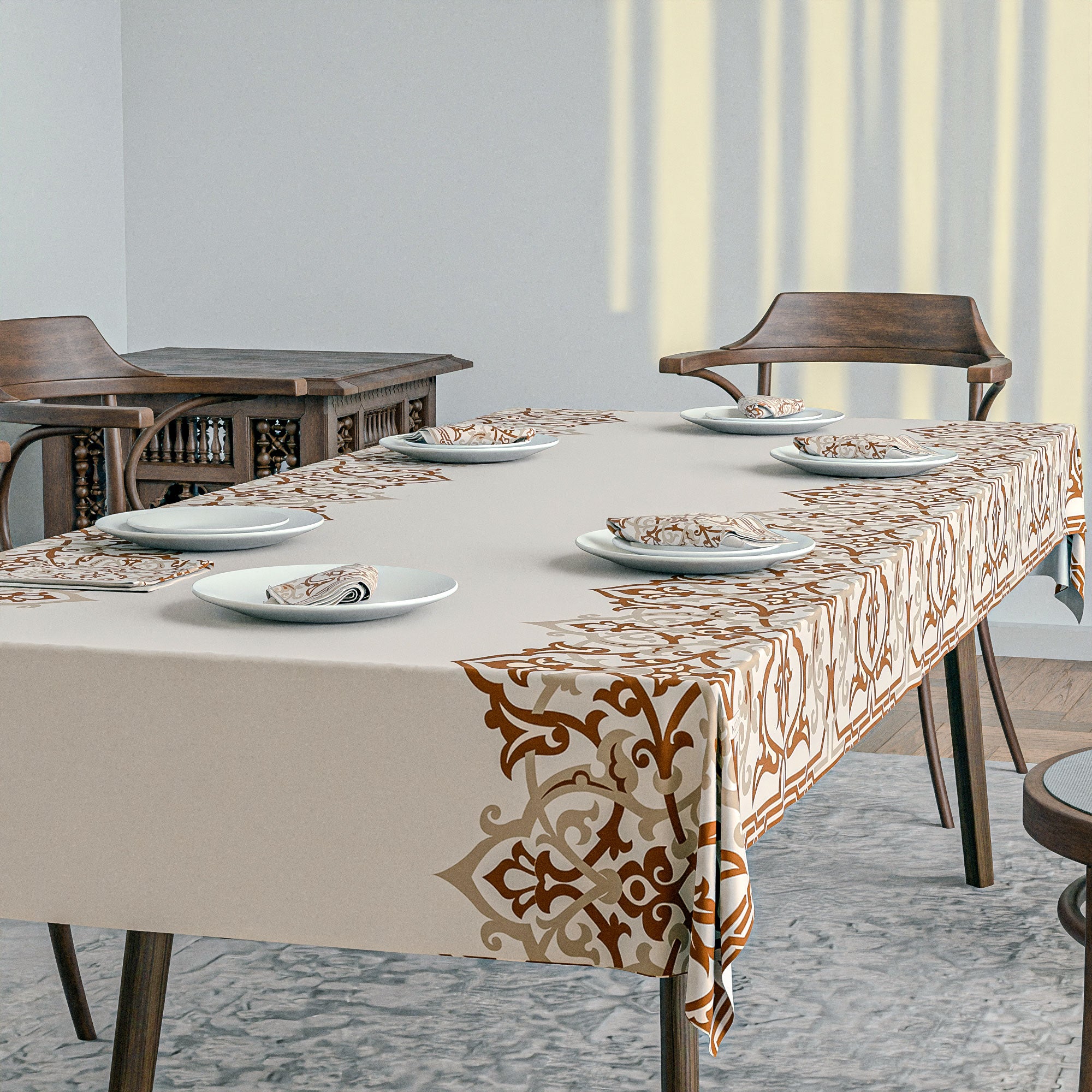 طقم مفارش الطاولة + المناديل القماشية - اطلس