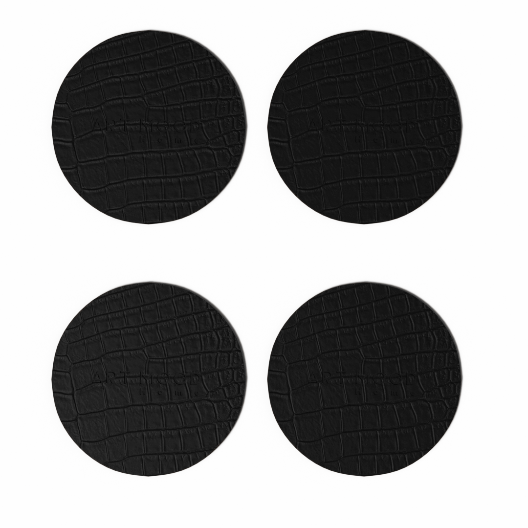 Leather Coaster Set - Black 1