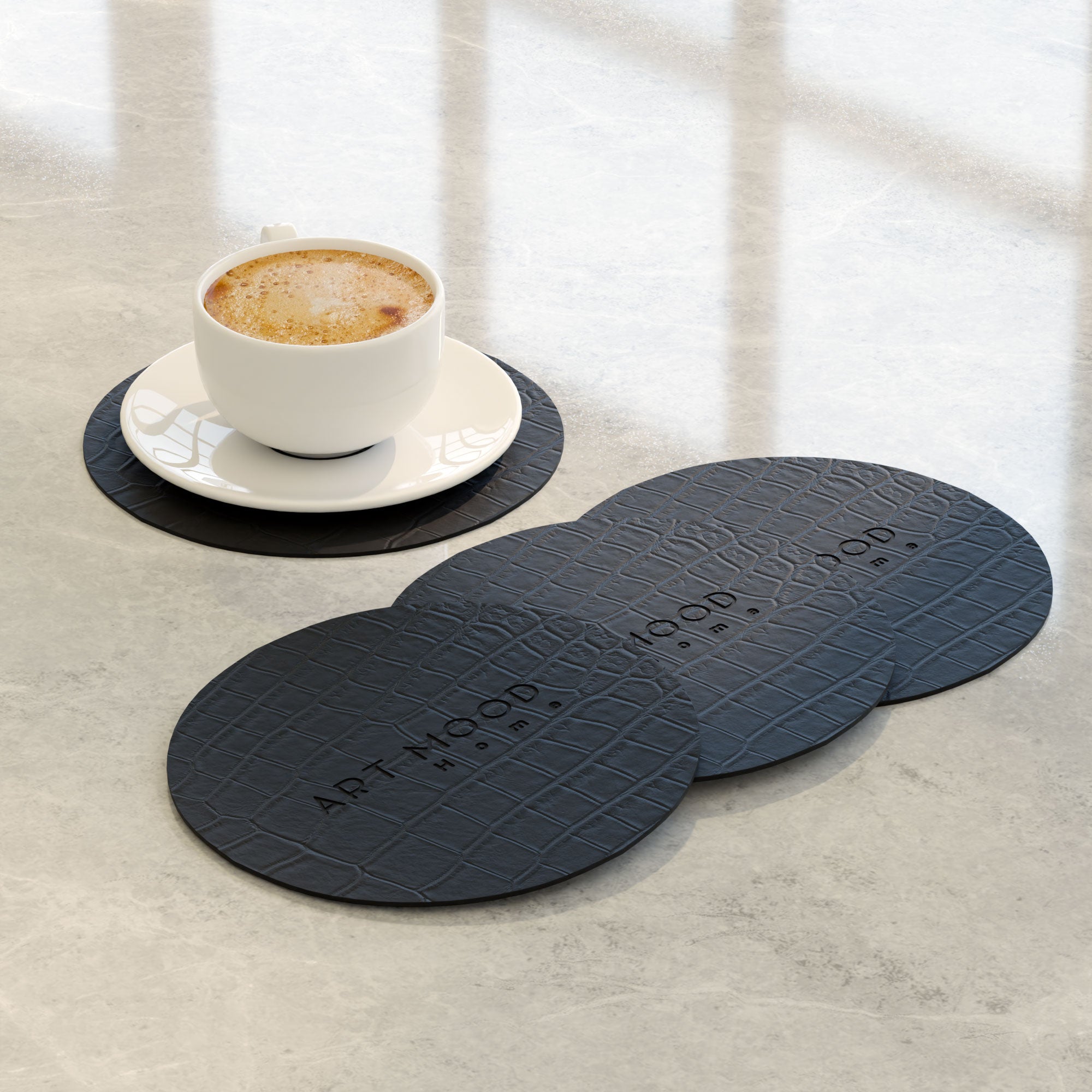 Leather Coaster Set - Black 1