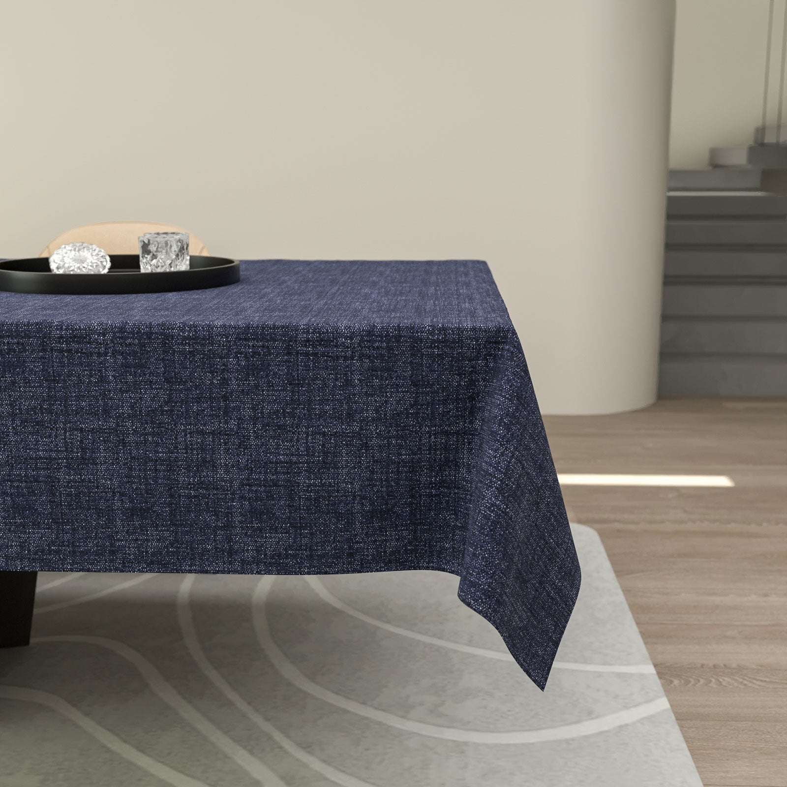 مفرش طاولة من الكتان - كحلي