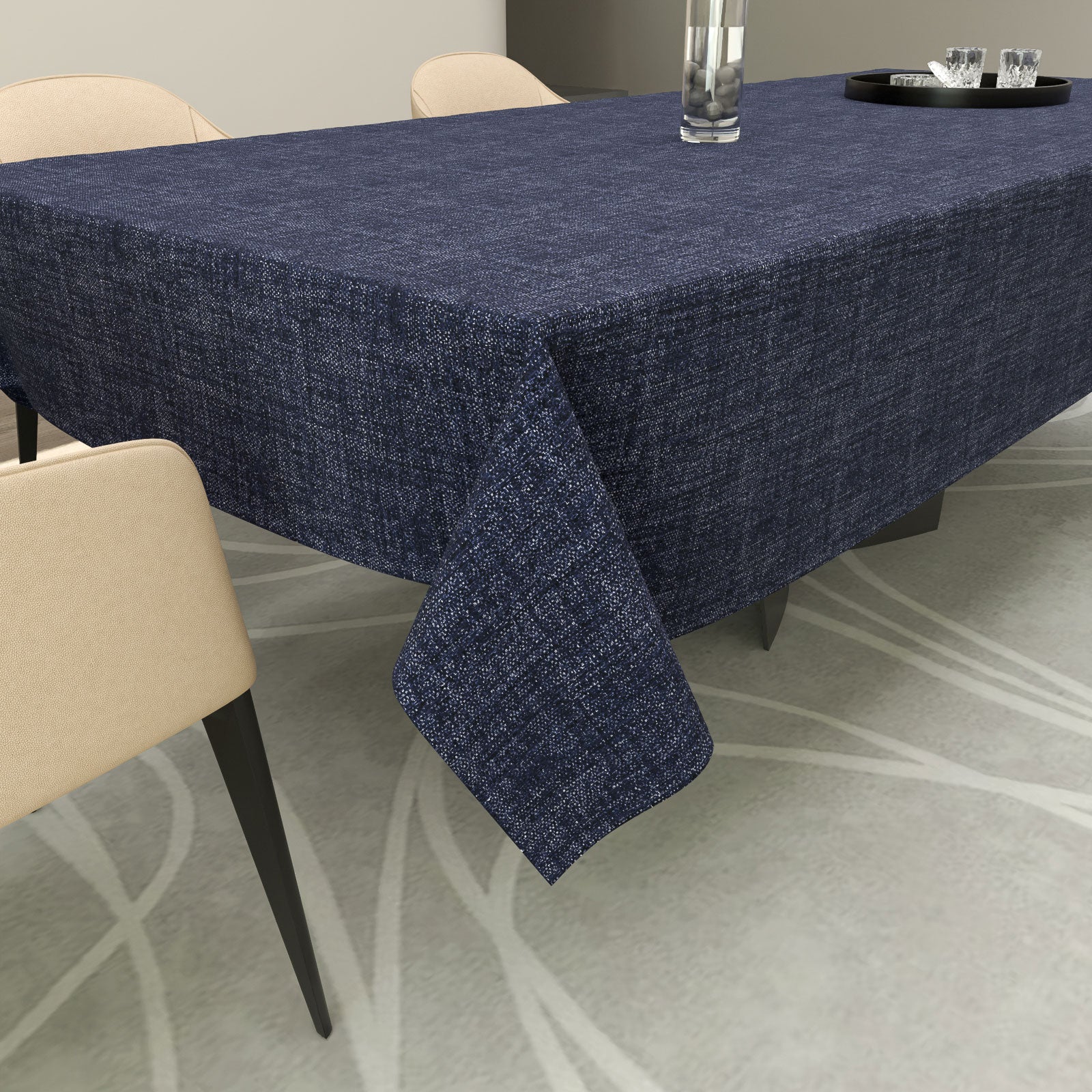 مفرش طاولة من الكتان - كحلي