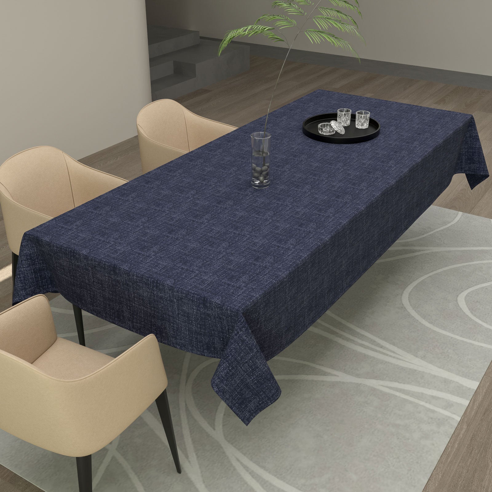 مفرش طاولة من الكتان - كحلي