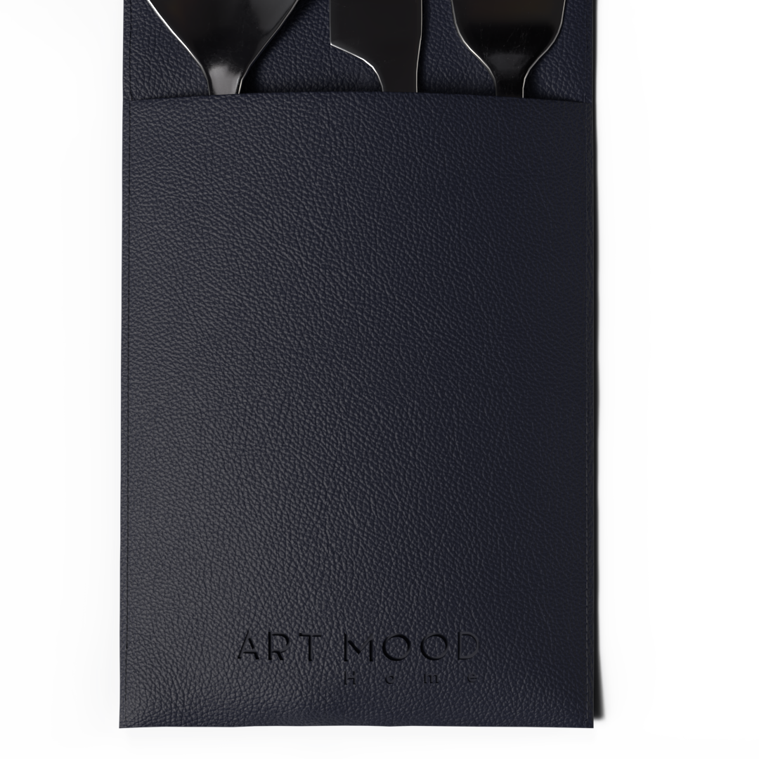 Leather Placemats & Cover holder - Dark Blue