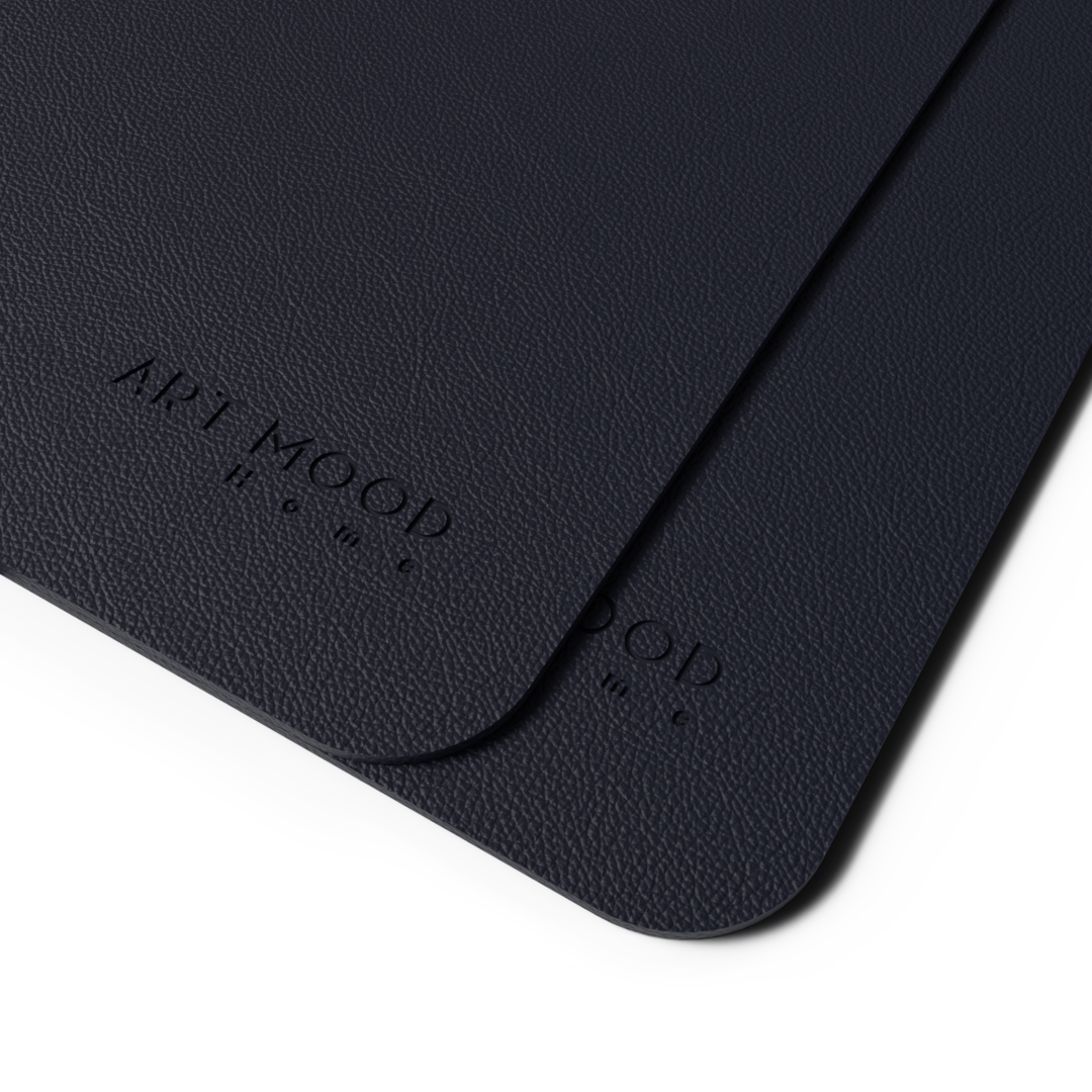 قواعد اطباق من الجلد مع حامل معالق و شوك - كحلي