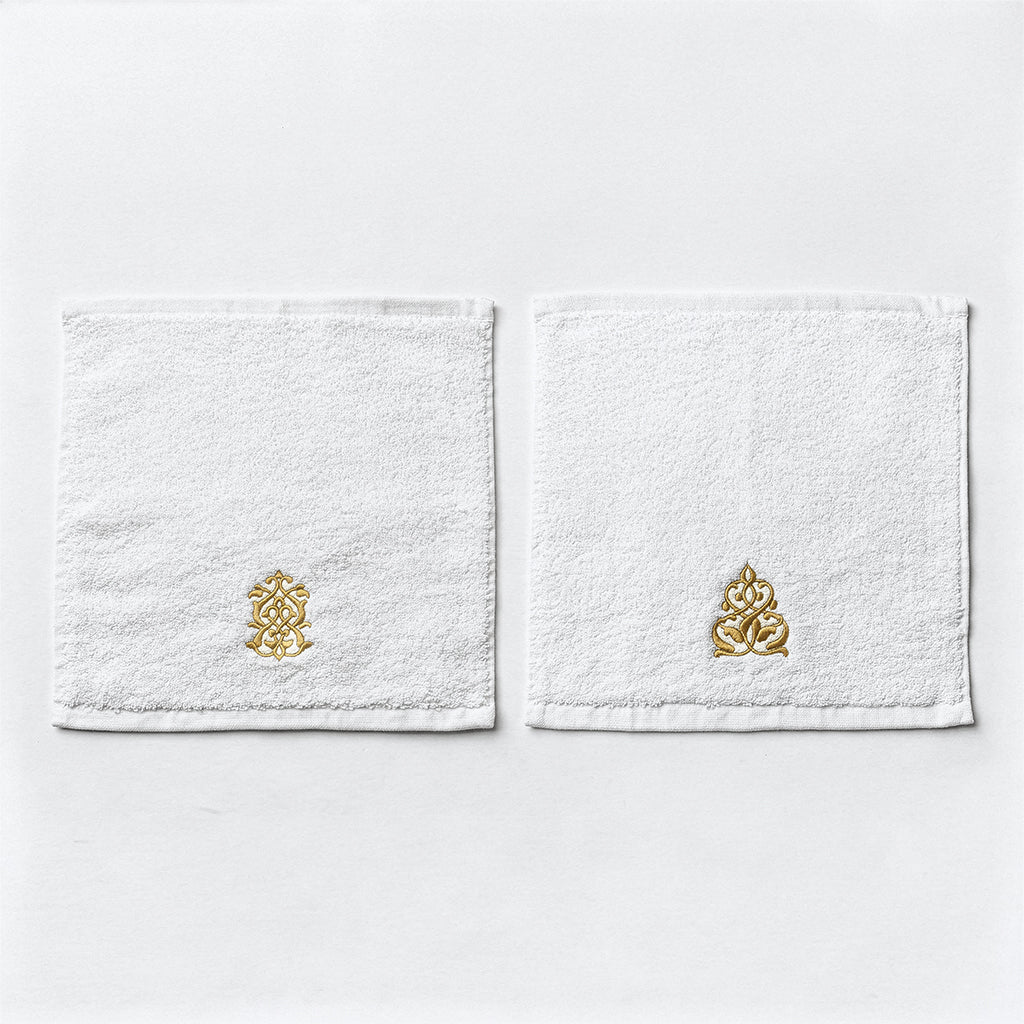 Guest Cotton Towels - Embroidered - White 600GSM - Set of 2