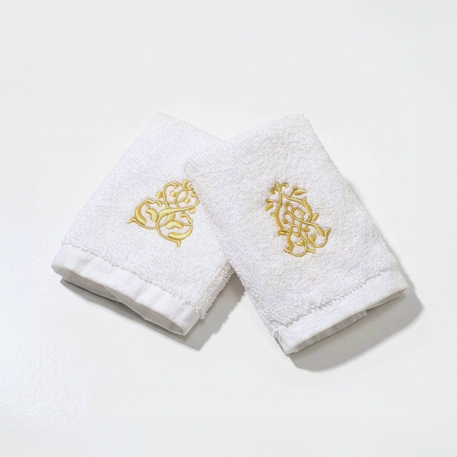 Guest Cotton Towels - Embroidered - White 600GSM - Set of 2