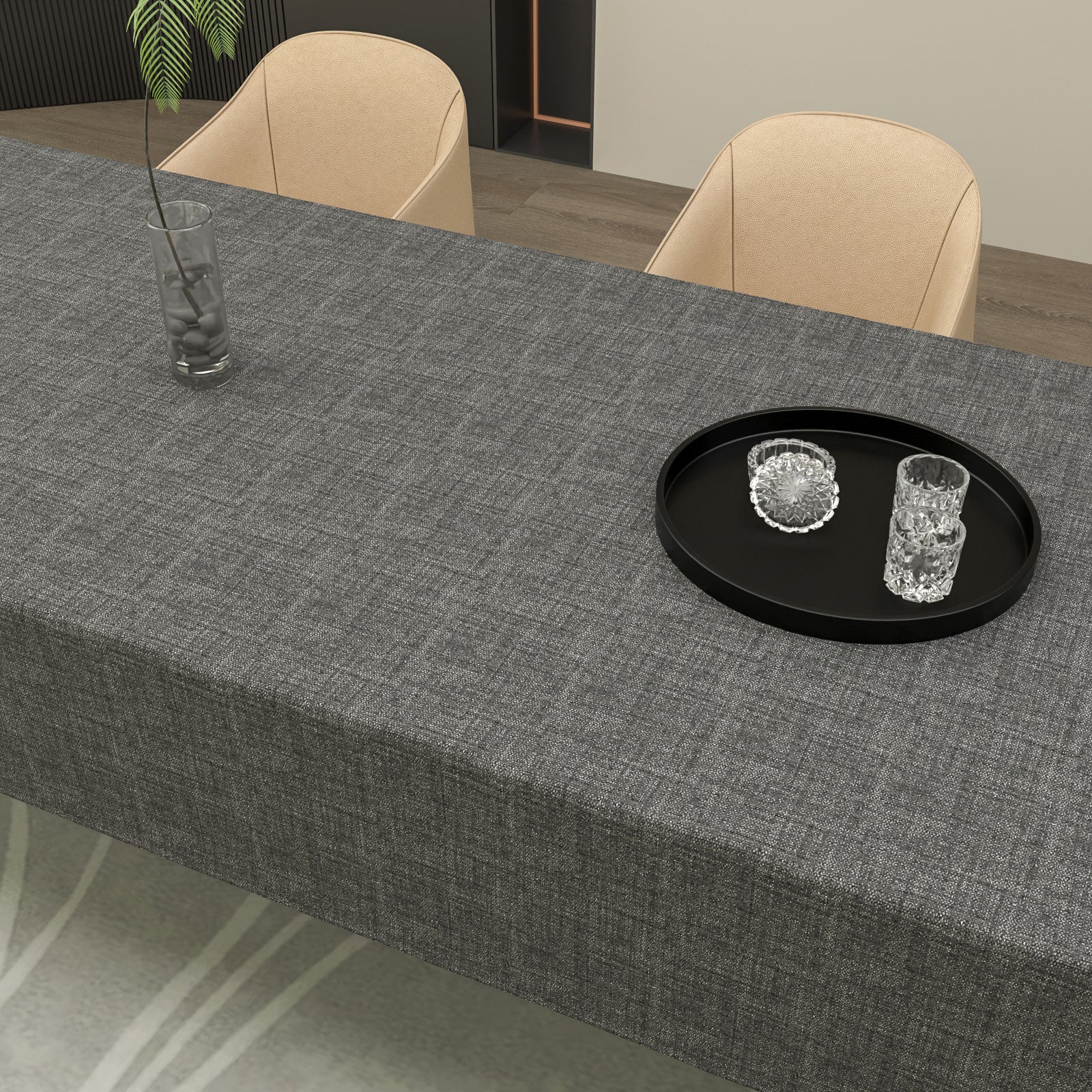 مفرش طاولة من الكتان - رمادي