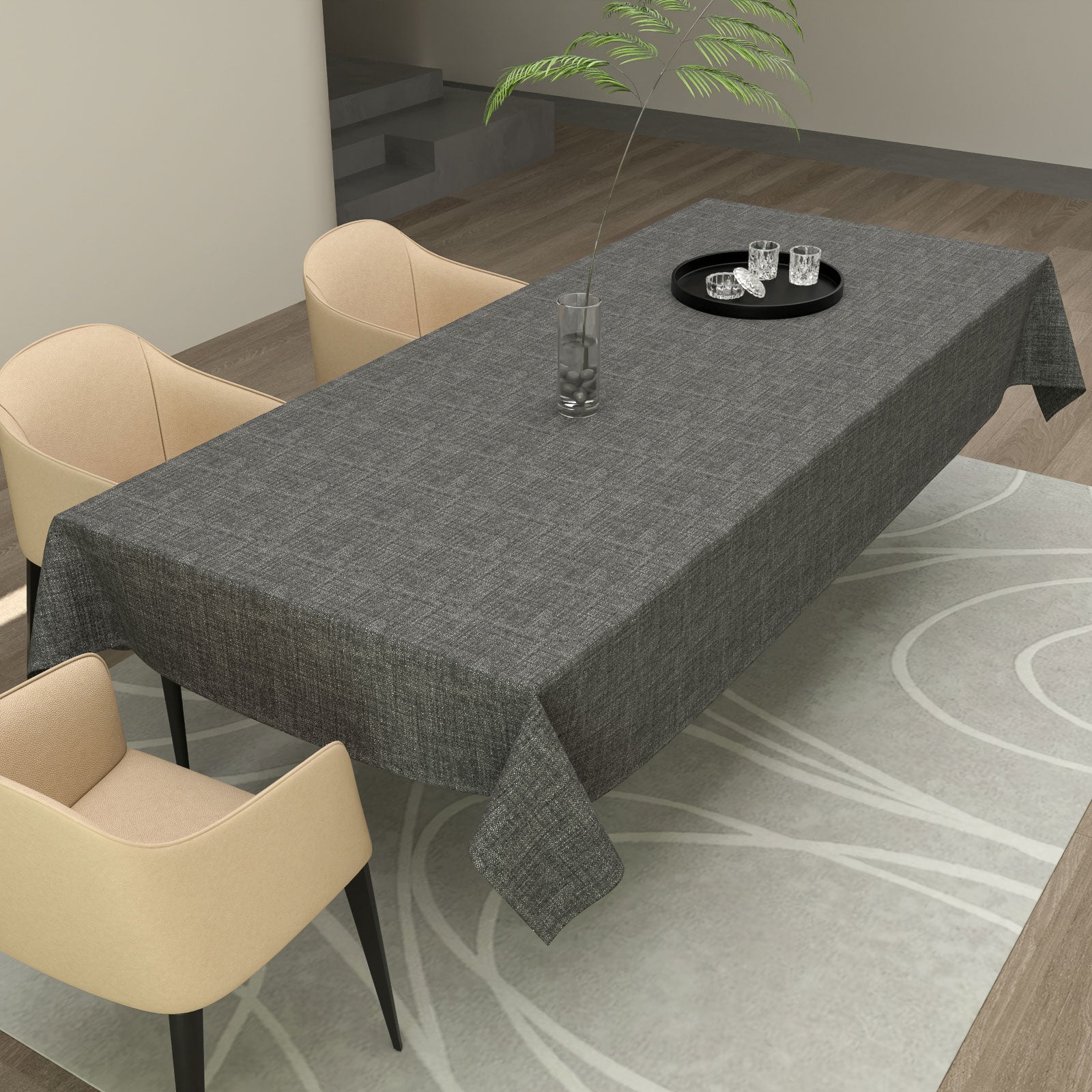 مفرش طاولة من الكتان - رمادي